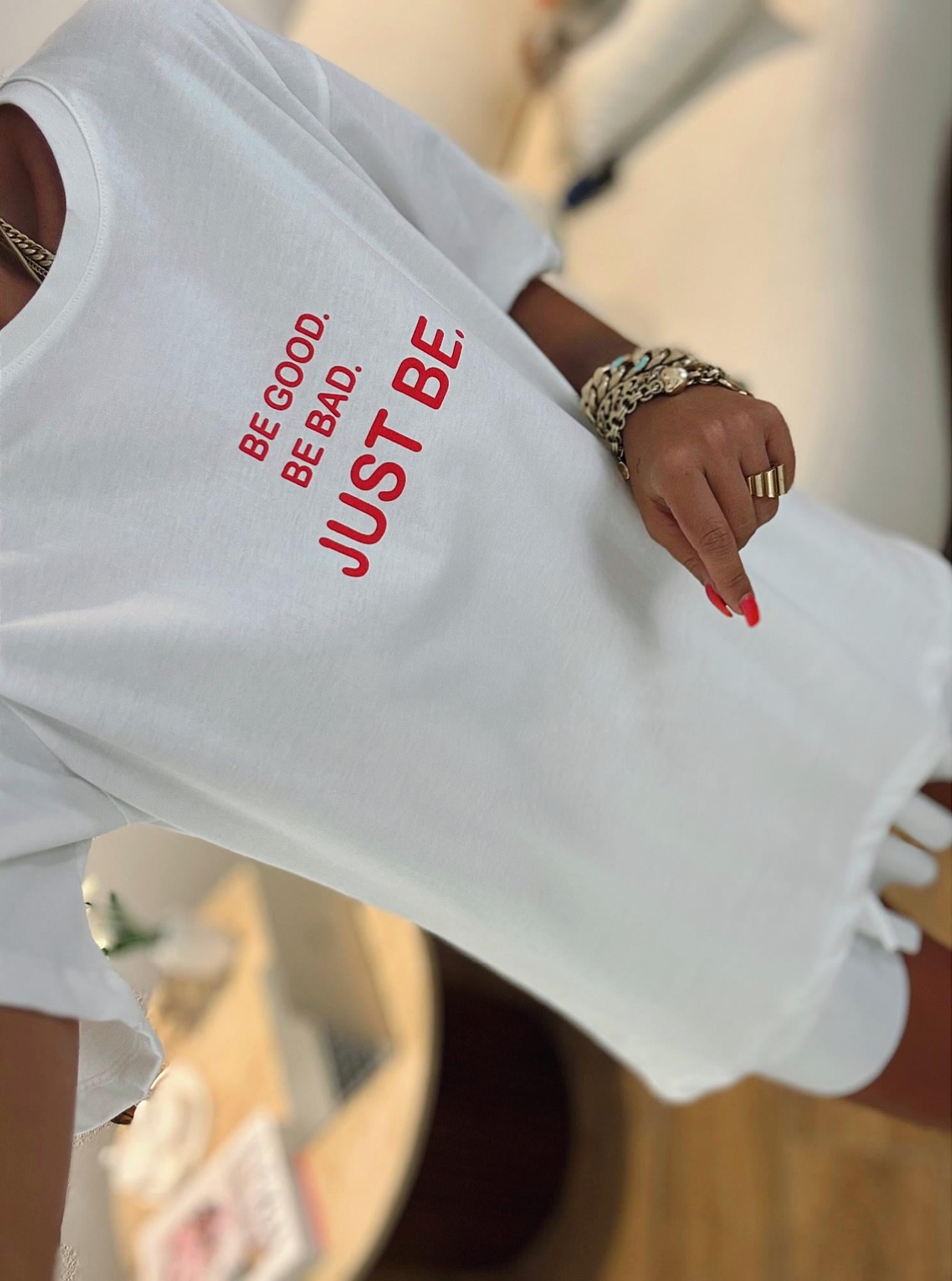 Beyaz Baskılı Oversize Tshirt