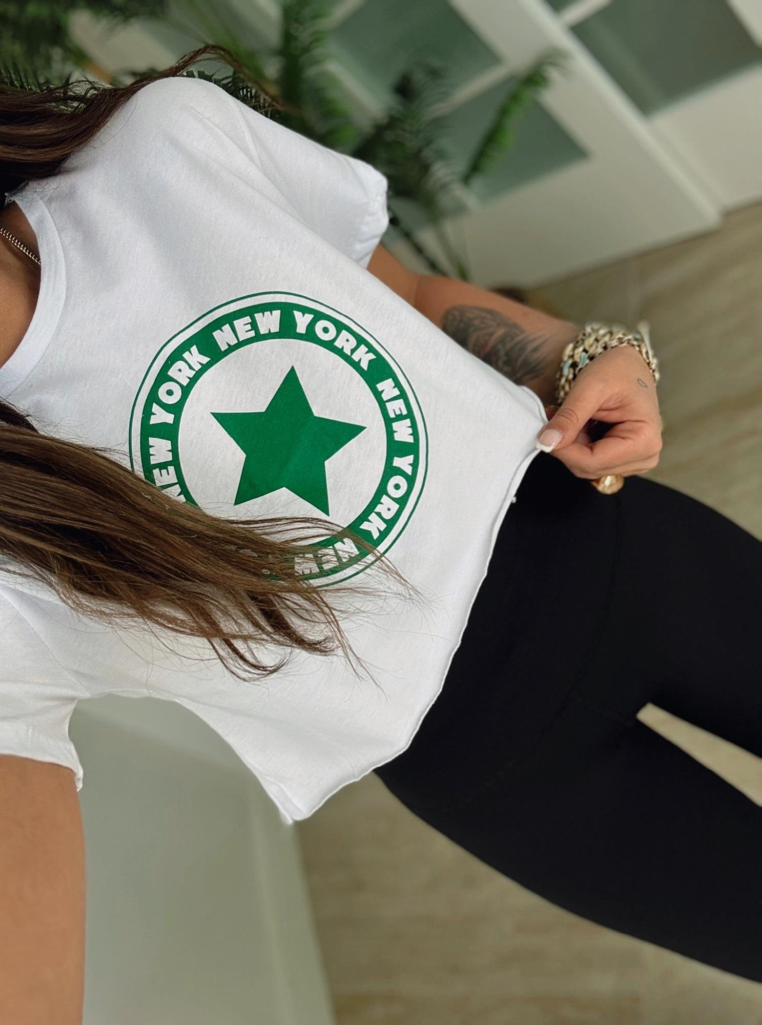 Beyaz New York Crop Tshirt