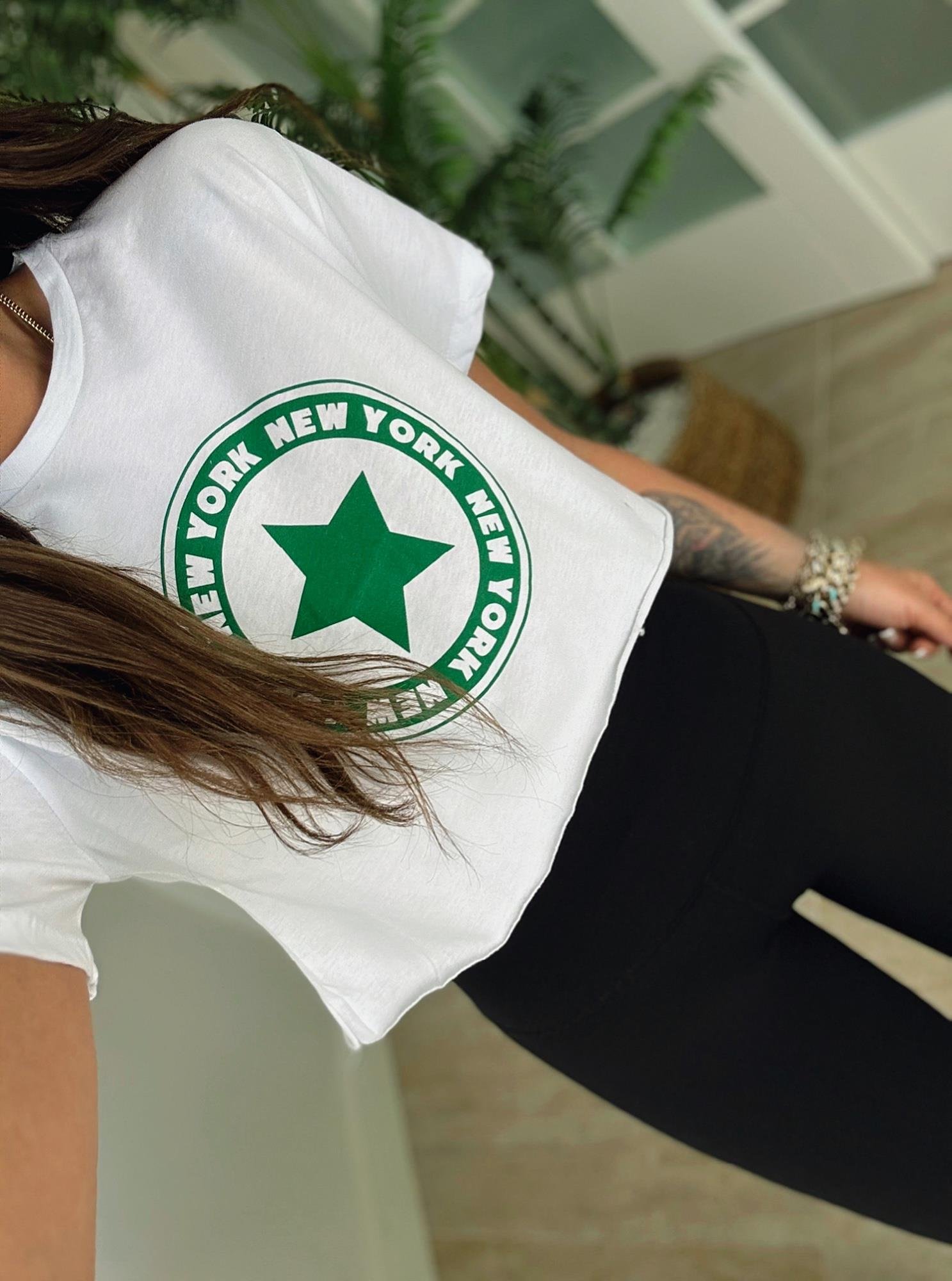Beyaz New York Crop Tshirt