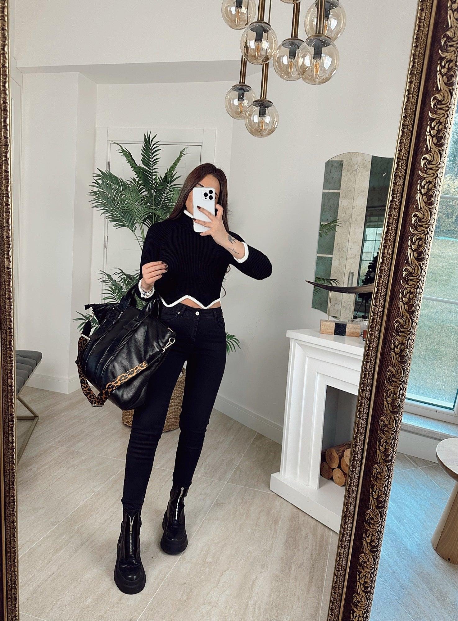 Bilek Boy Toparlayıcı Siyah Fit Jean