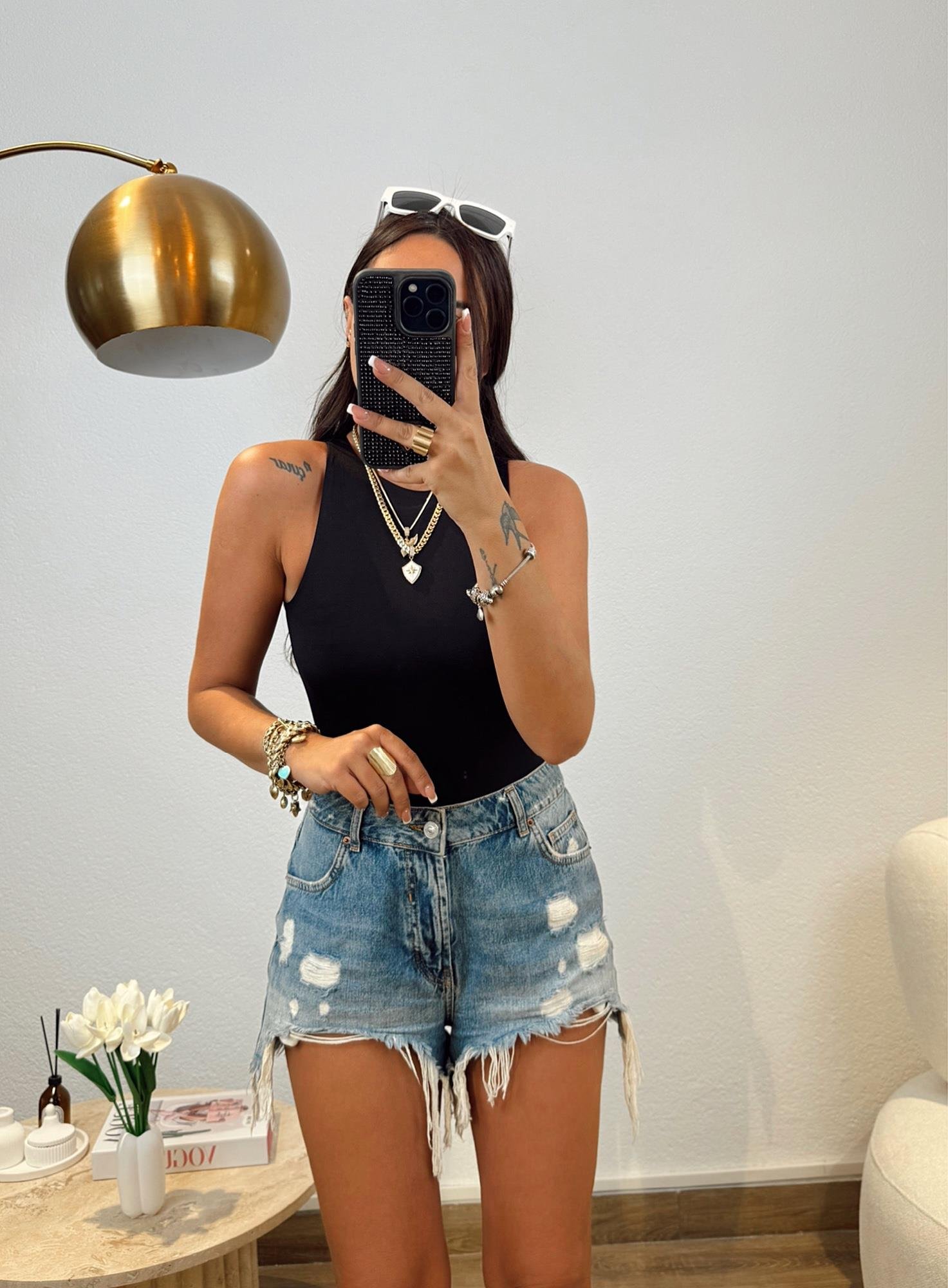 Bisiklet Yaka Sandy Siyah Bodysuit