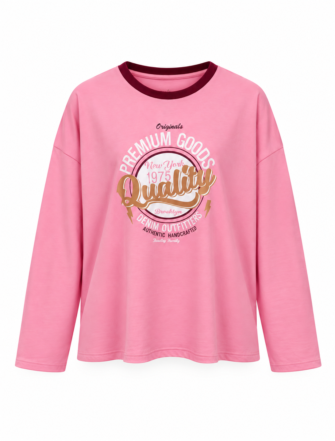 Bordo Biyeli Pembe Modal Sweat