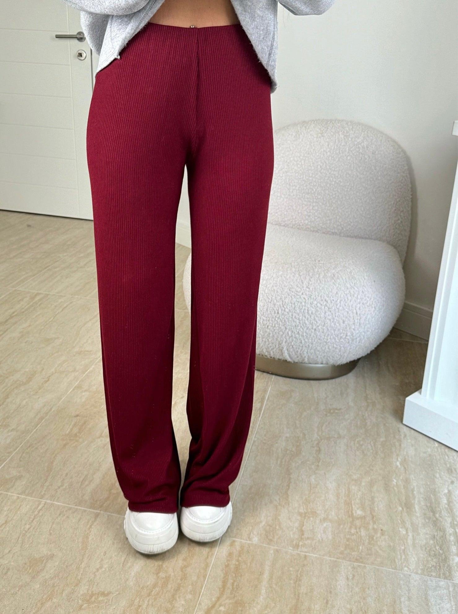Bordo Yumoş Triko Pantolon