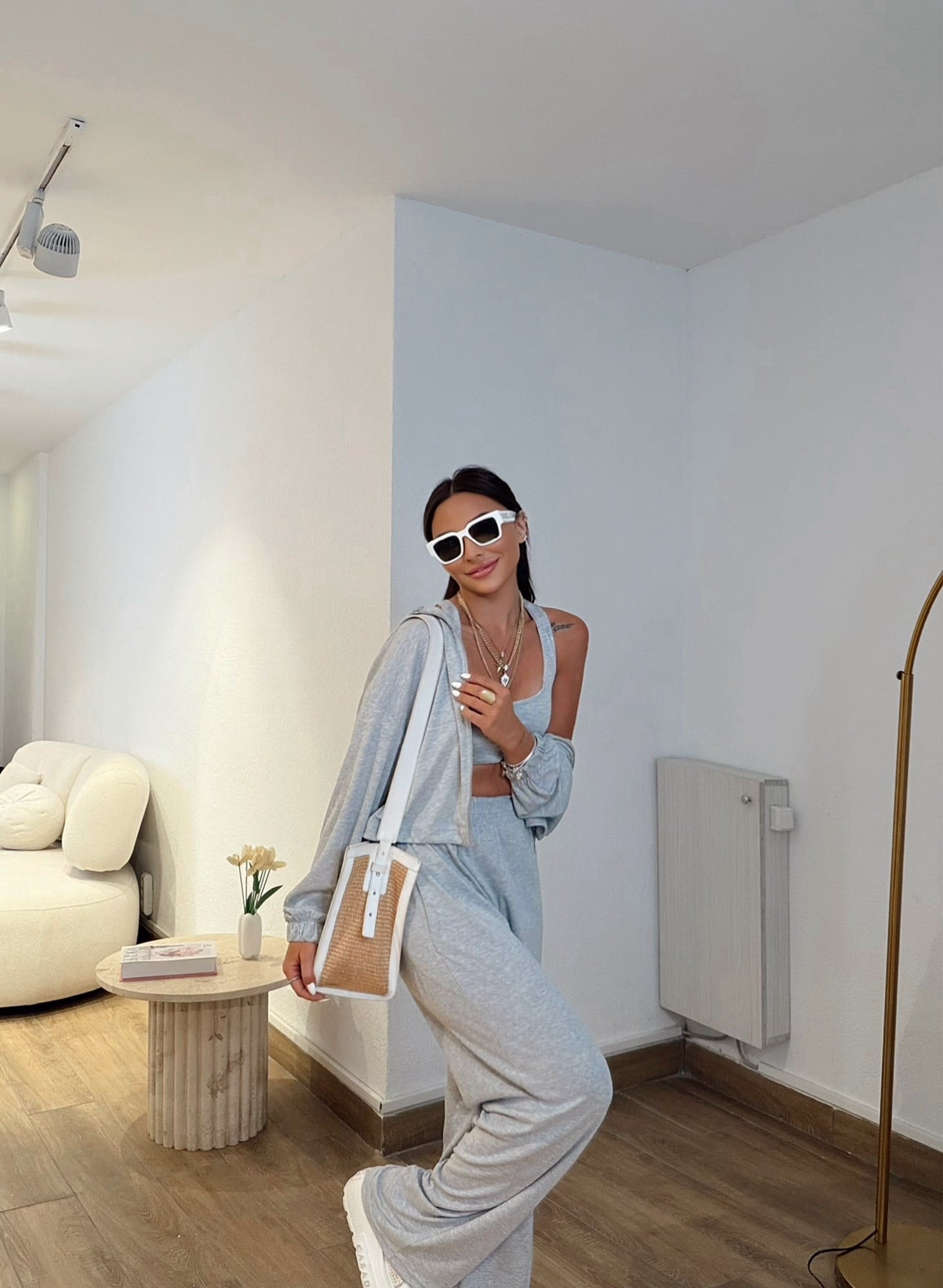 Bralet Detay Üçlü Modal Gri Takım