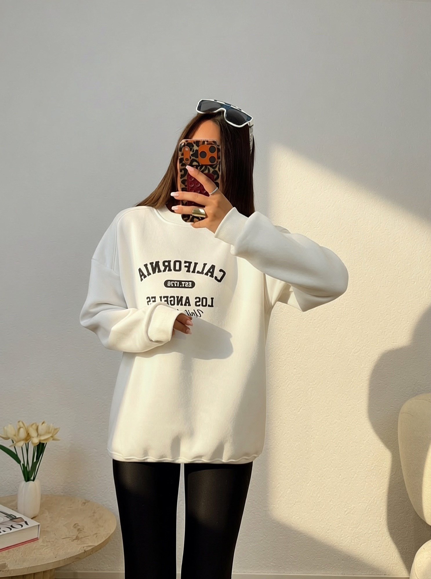 California Şardonlu Beyaz Sweatshirt
