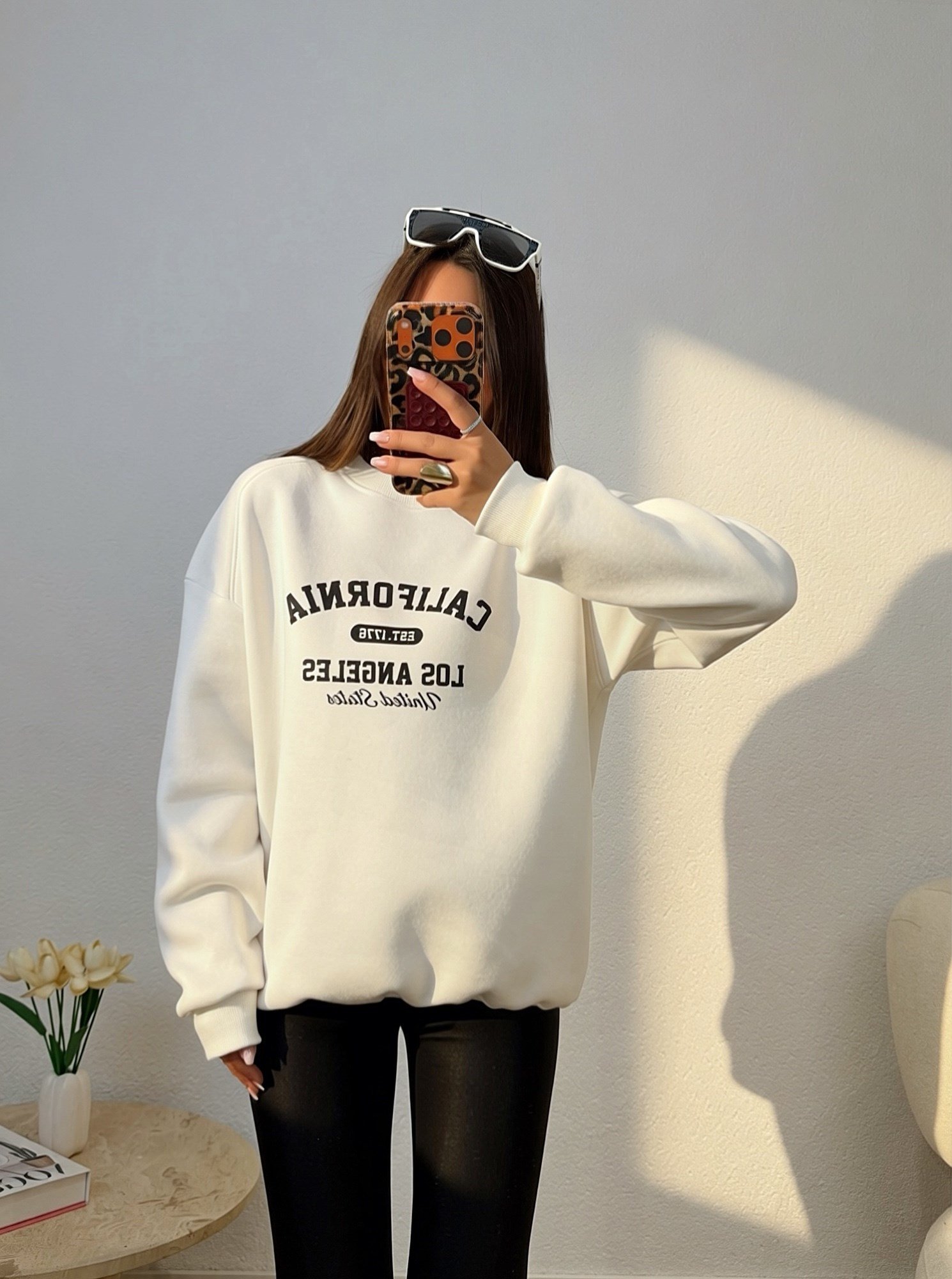 California Şardonlu Beyaz Sweatshirt