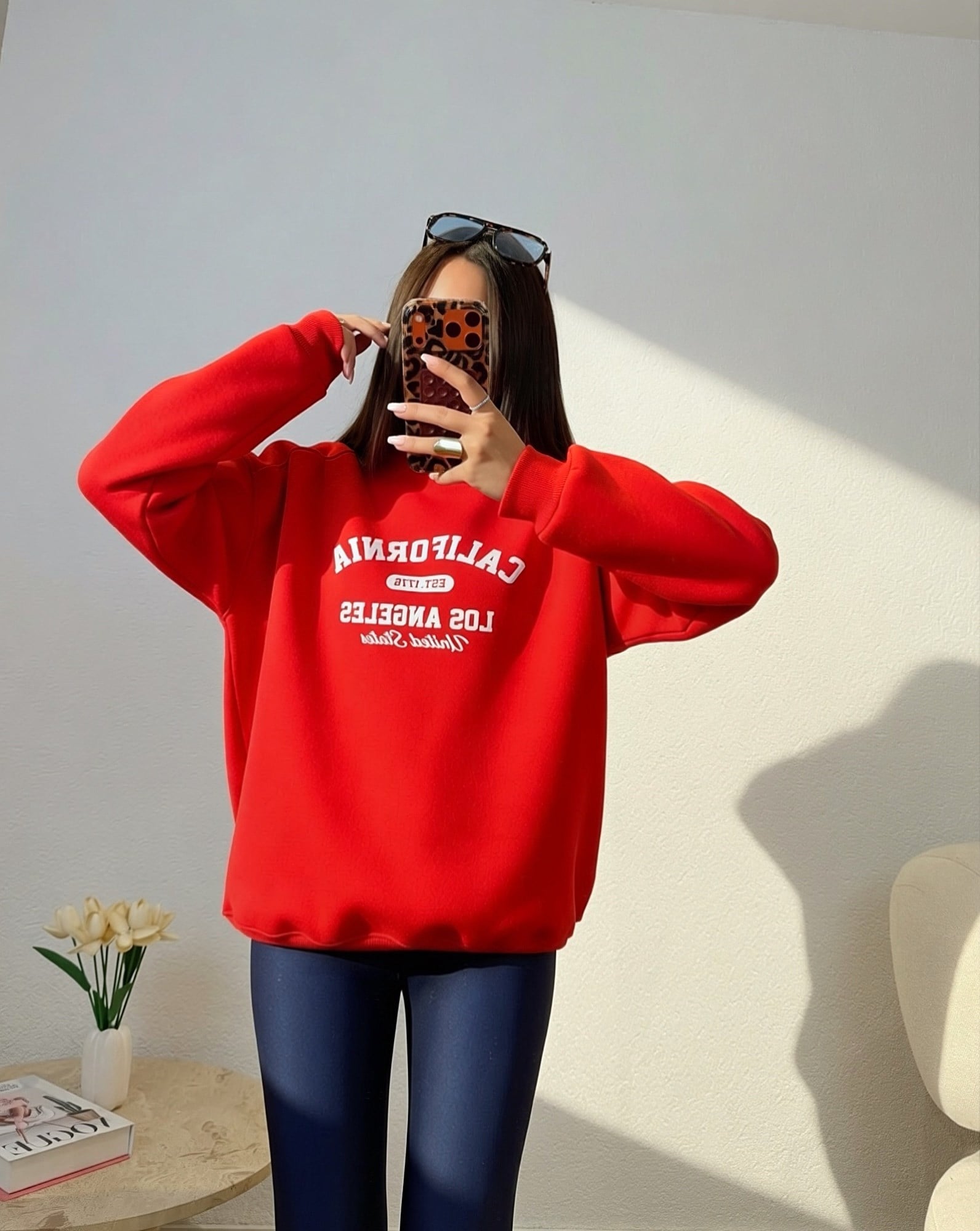 California Şardonlu Kırmızı Sweatshirt 