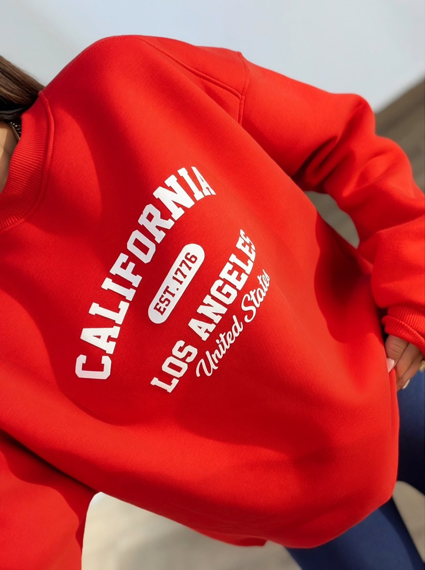 California Şardonlu Kırmızı Sweatshirt 