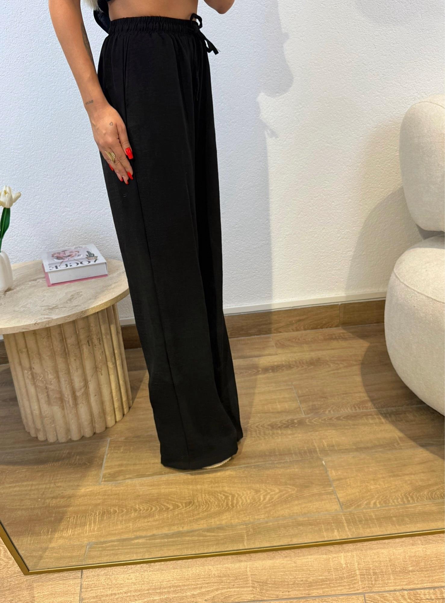 Çapraz Crop-Pantolon Keten Takım