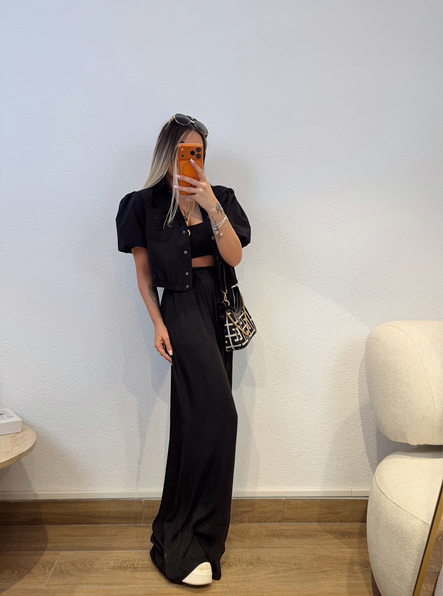 Cepli Paraşüt Crop Gömlek