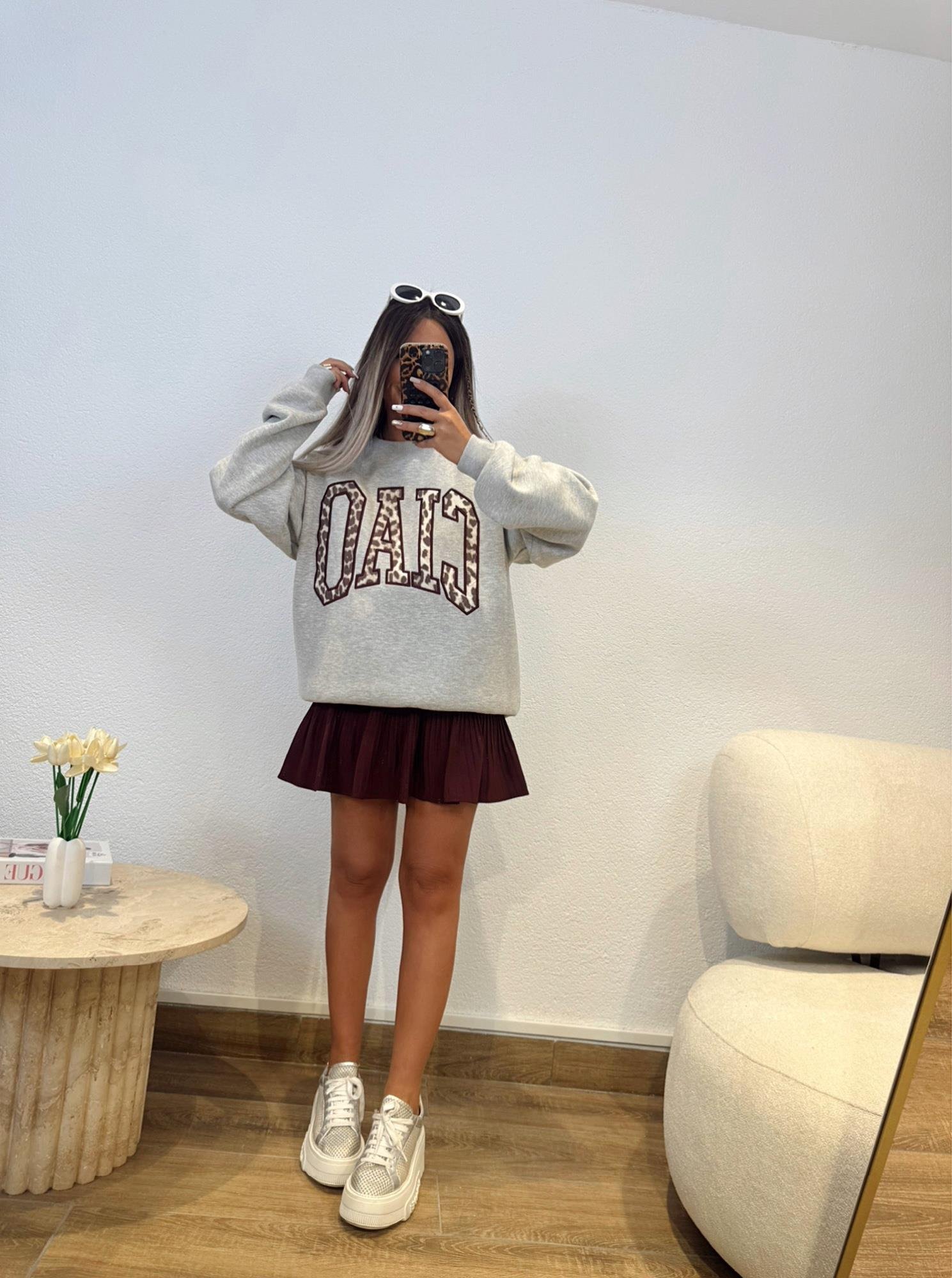 Cıao Leopar Baskı Sweatshirt
