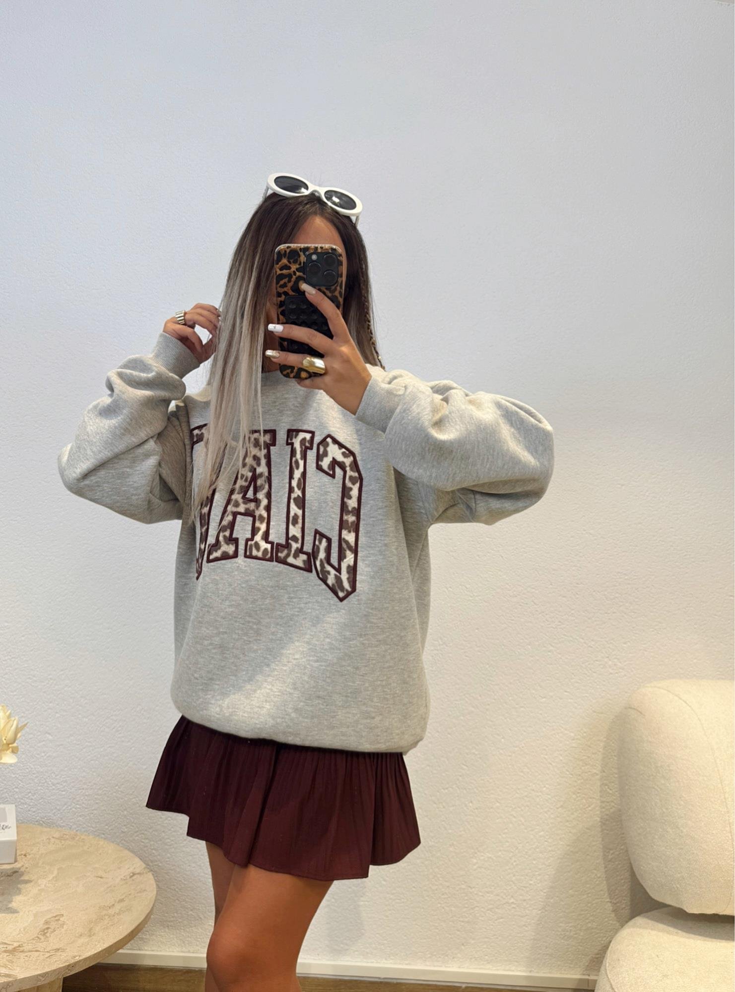 Cıao Leopar Baskı Sweatshirt