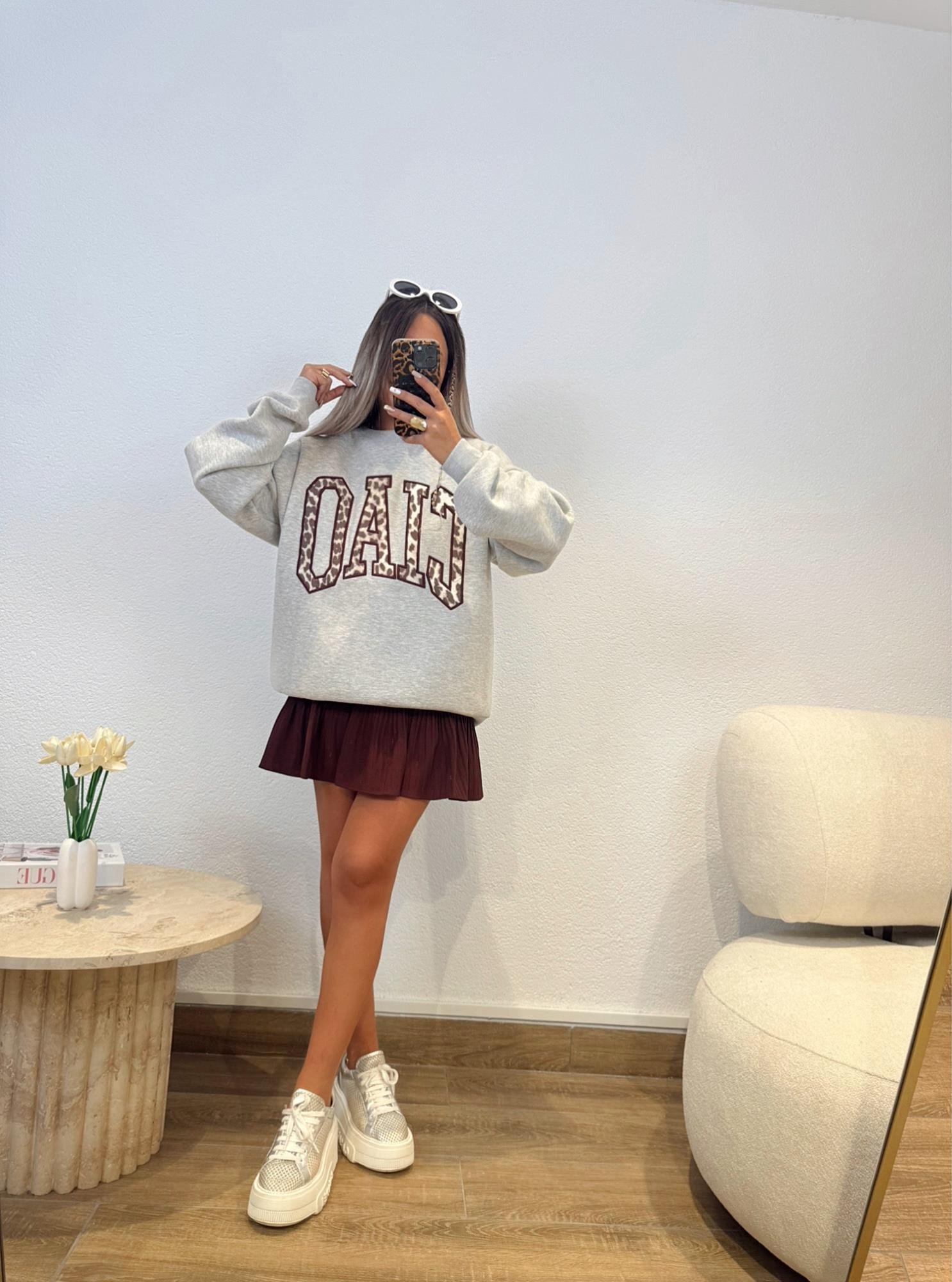 Cıao Leopar Baskı Sweatshirt