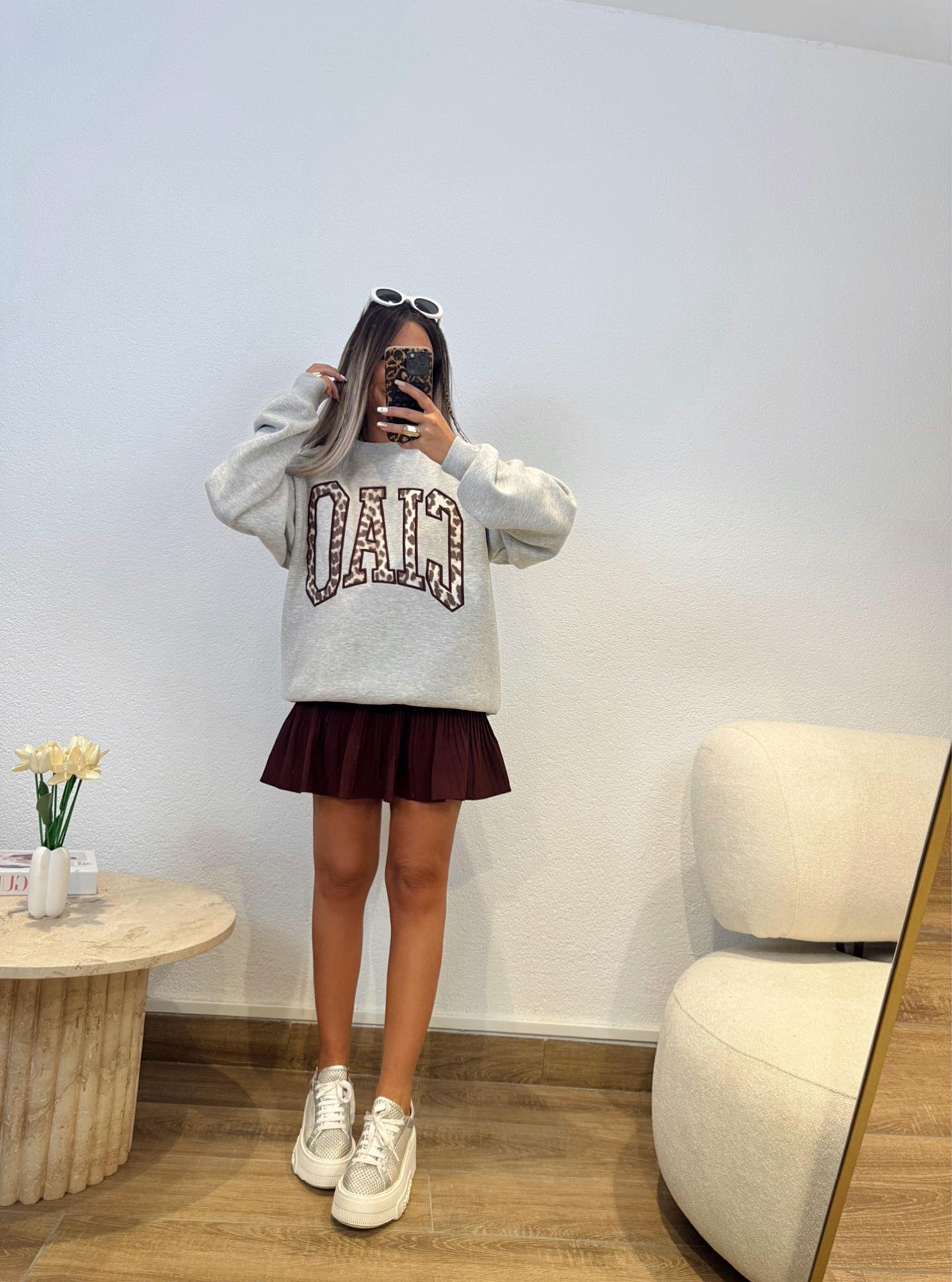 Cıao Leopar Baskı Sweatshirt