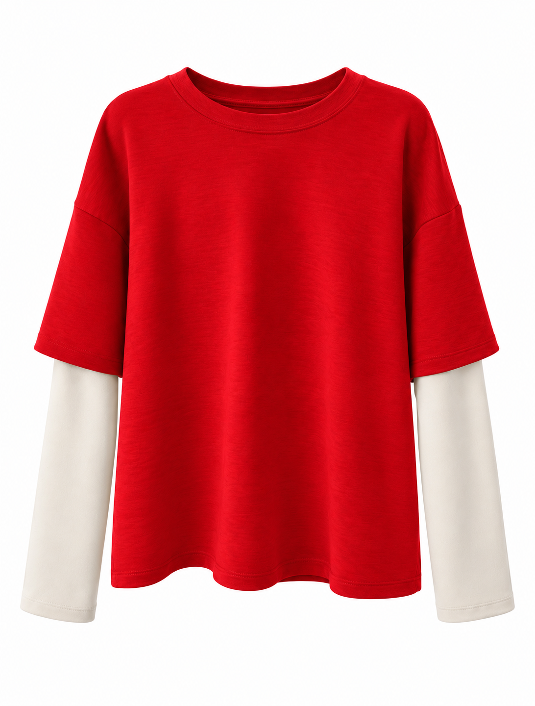 Çift Renk Kırmızı Modal Sweat