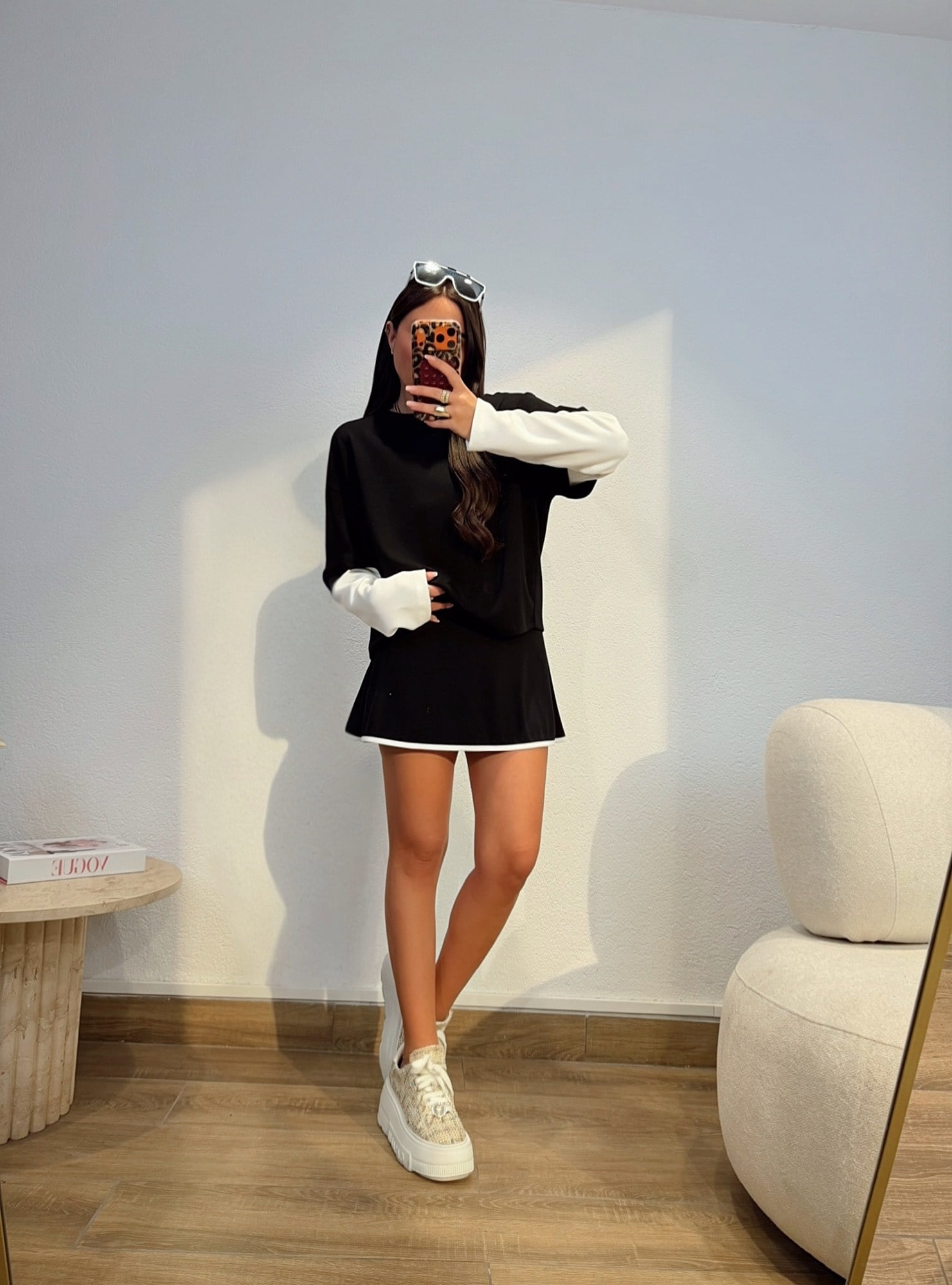 Çift Renk Siyah Modal Sweat