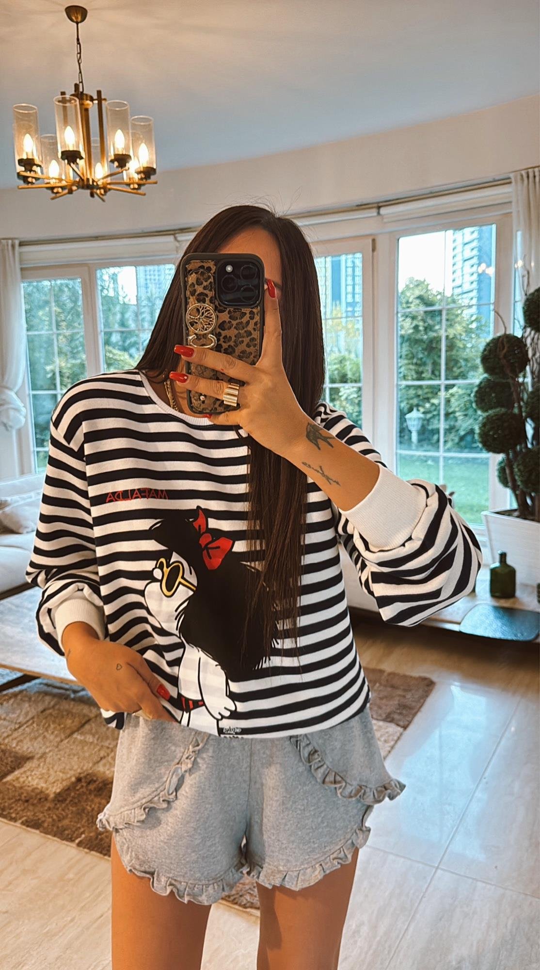 Çizgili Mafalda Sweatshirt