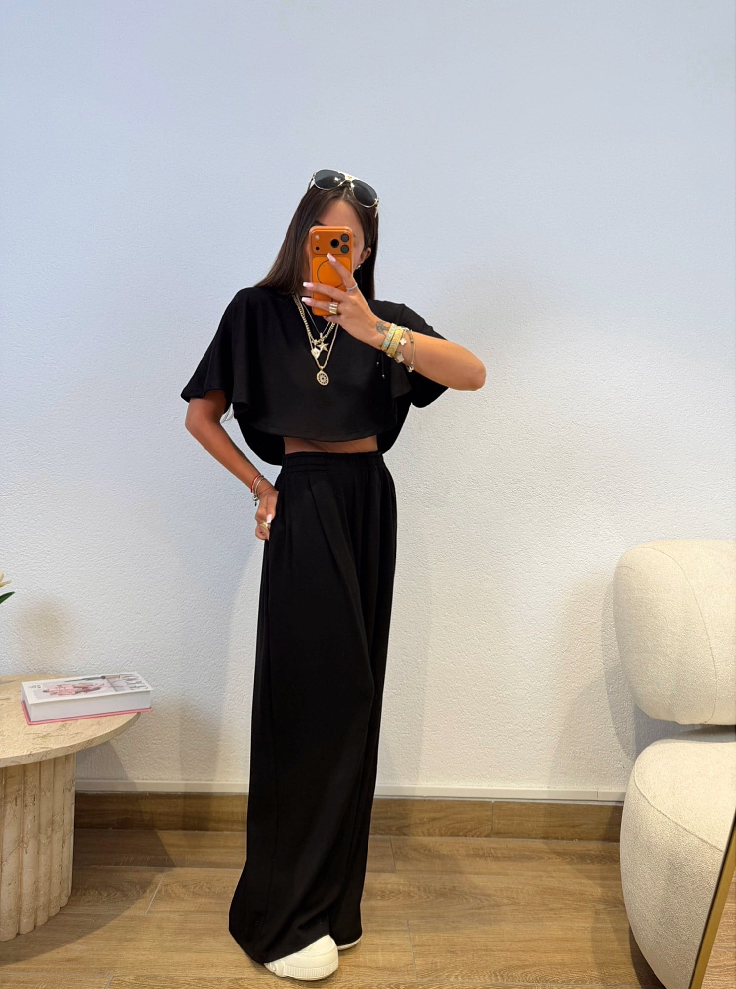 Crop&Eşofman Siyah Modal Takım