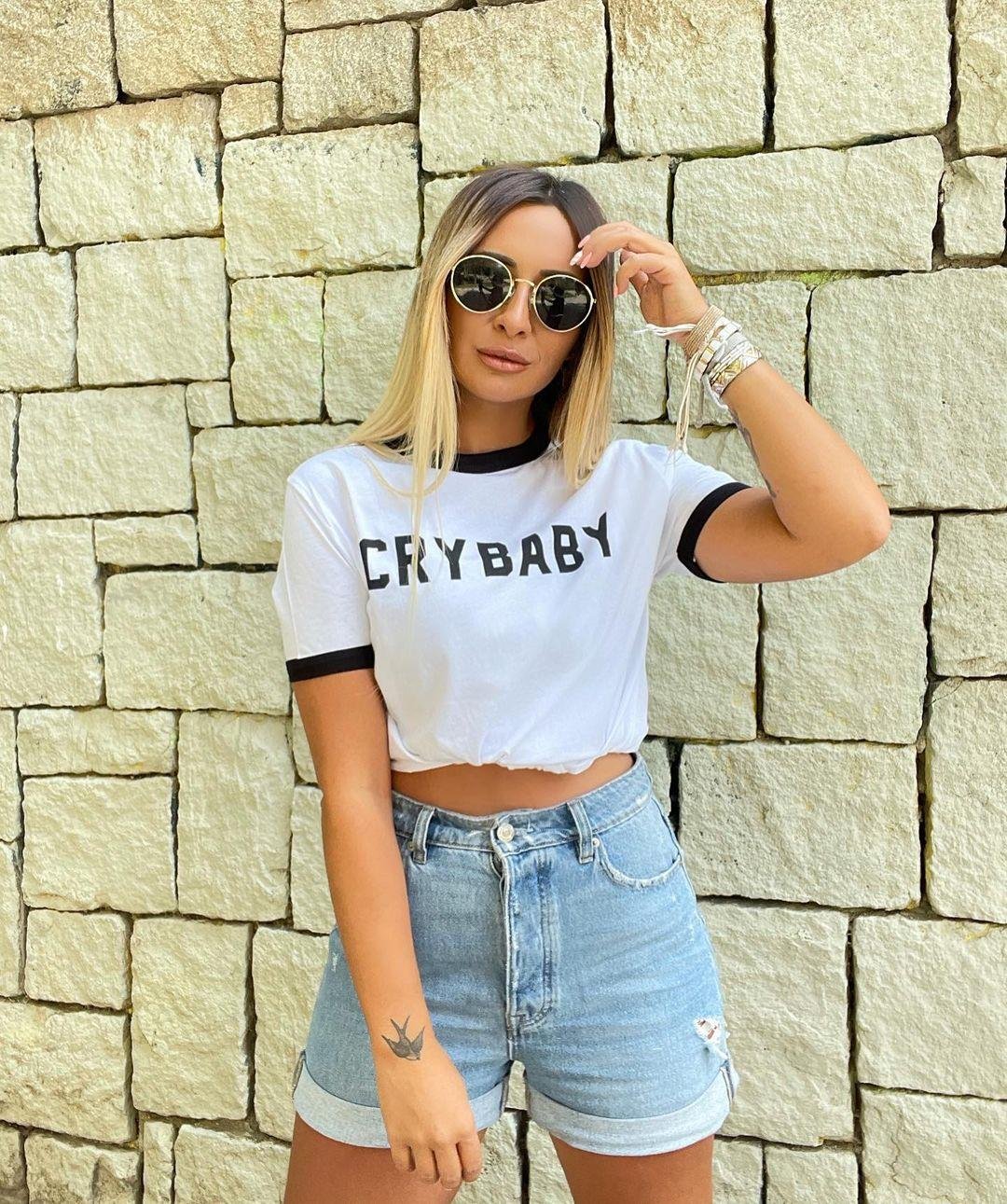 Cry Baby Siyah Şeritli Badi