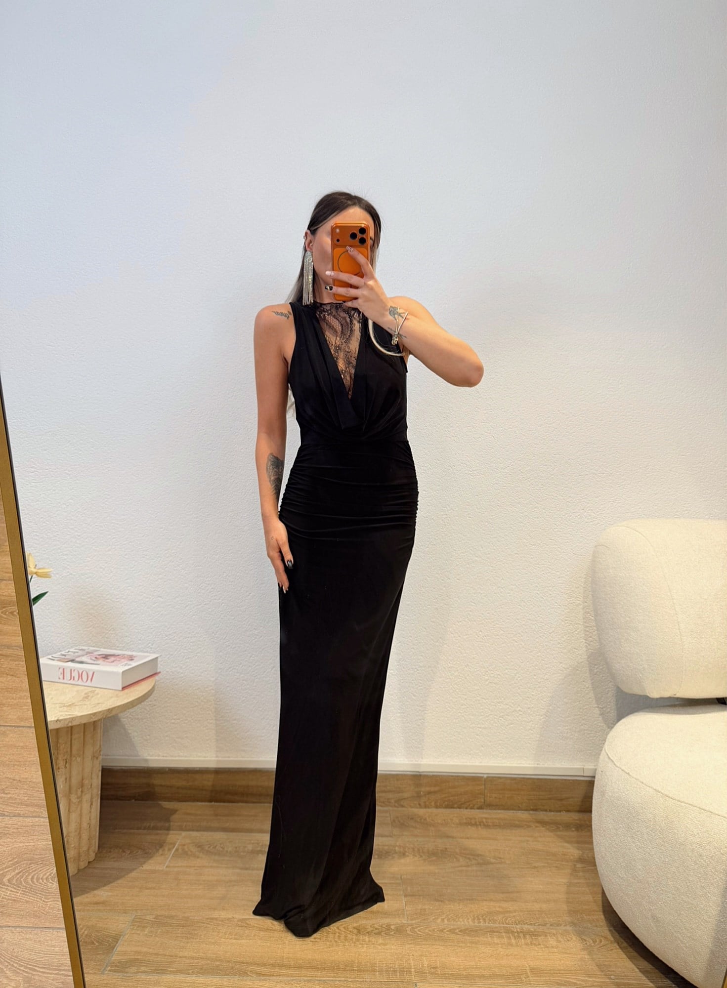 Dantel Detay Maxi Boy Elbise