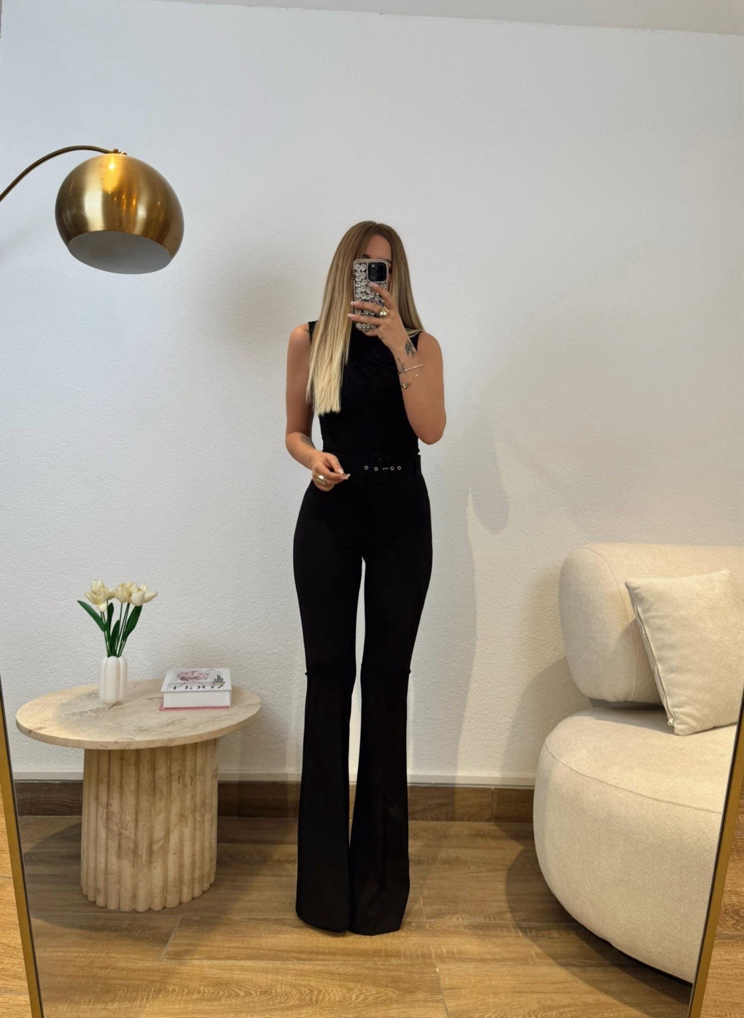 Drapeli Kolsuz Sandy Siyah Bluz