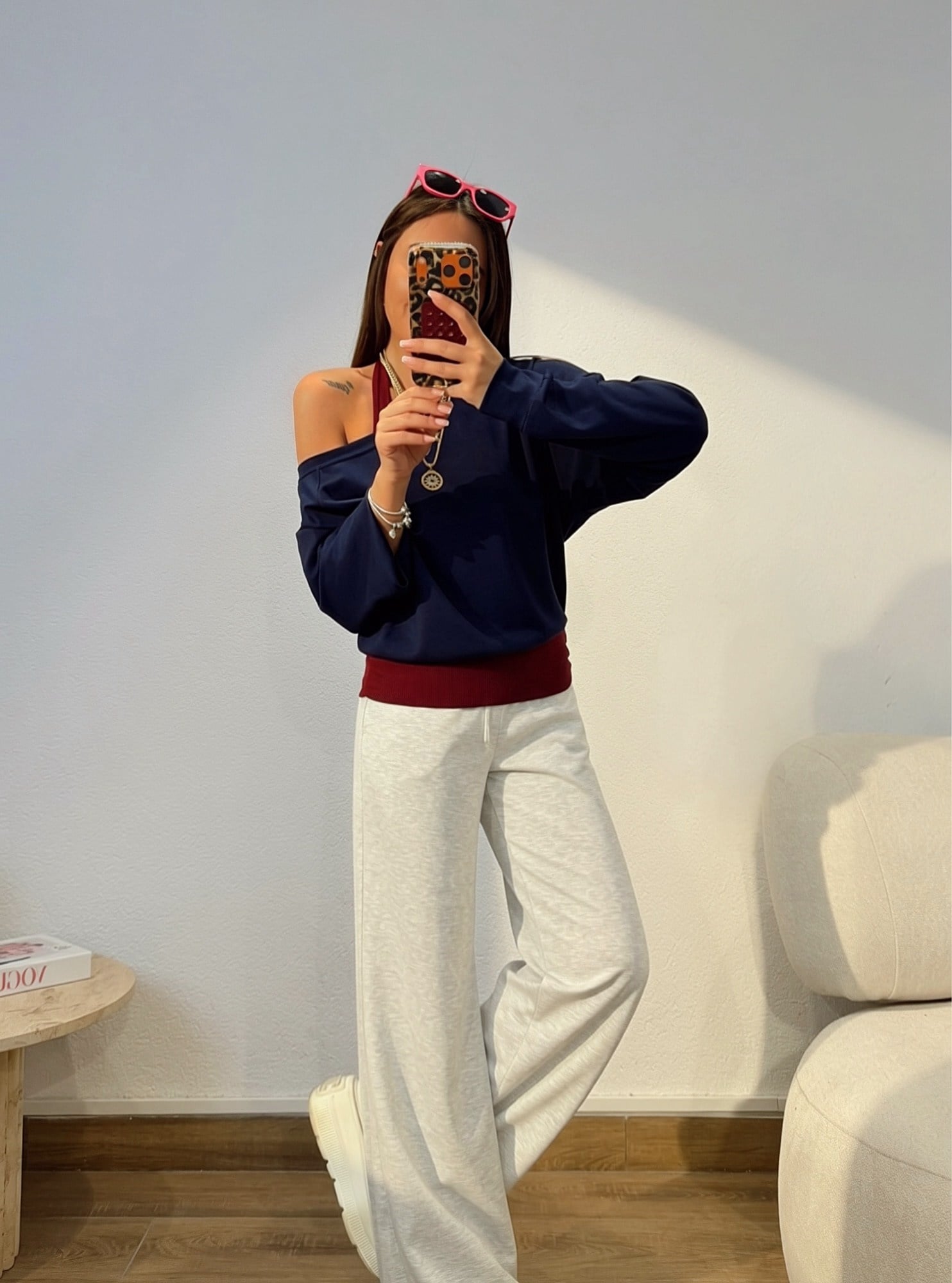 Düşük Omuz Bordo Atlet Detay Laci Modal Sweat