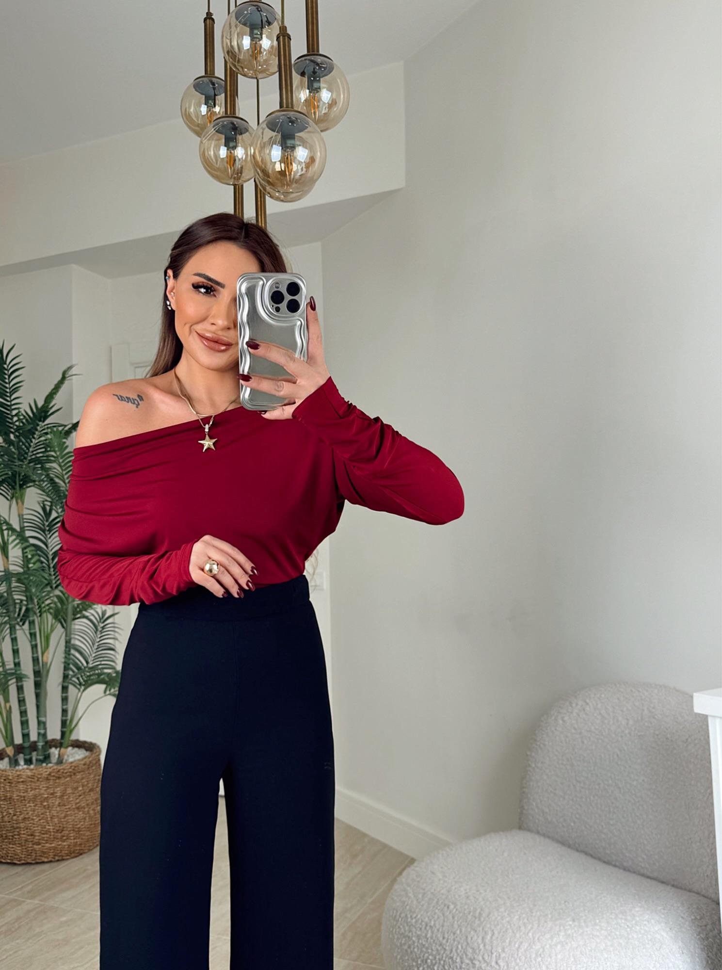 Düşük Omuz Yarasa Model Sandy Bordo Bad İ