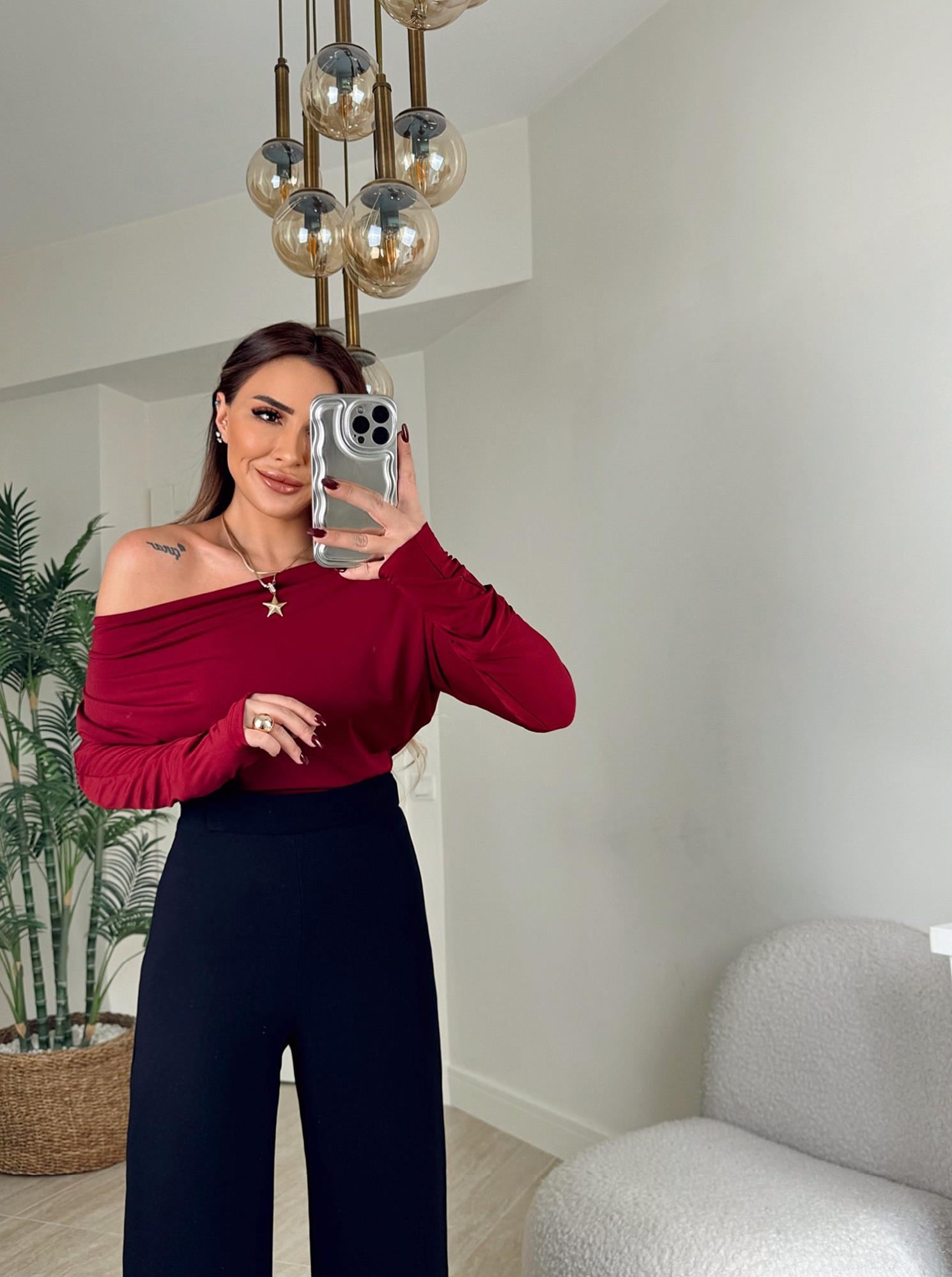 Düşük Omuz Yarasa Model Sandy Bordo Bad İ
