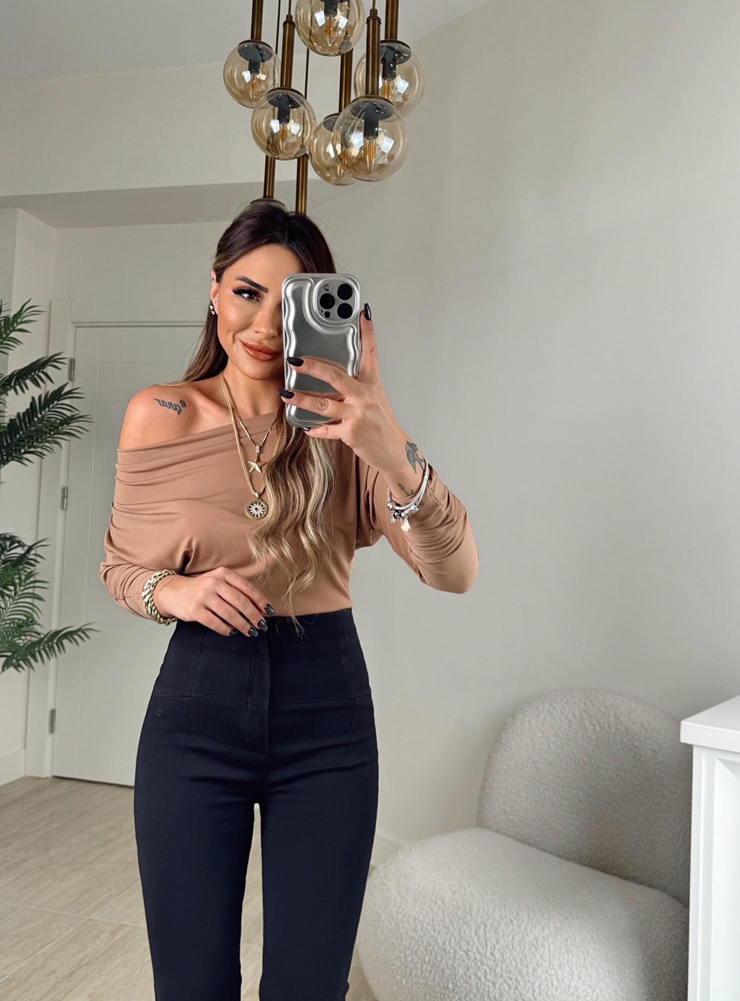 Düşük Omuz Yarasa Model Sandy Taba Badi