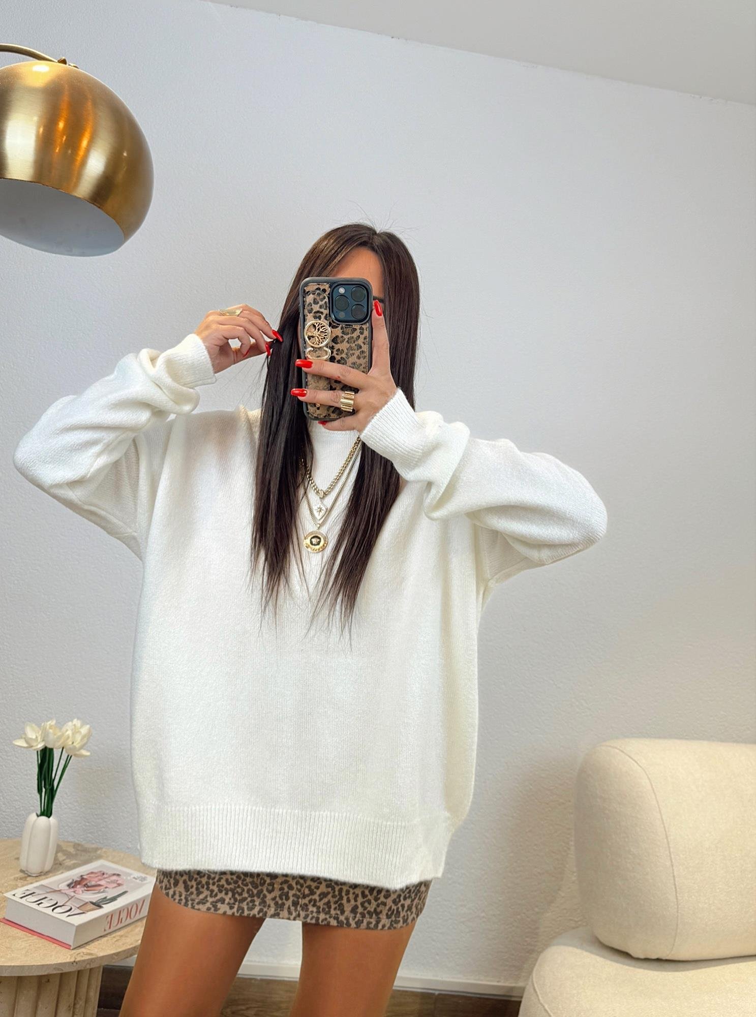 Ekru Oversize Yumoş Kazak