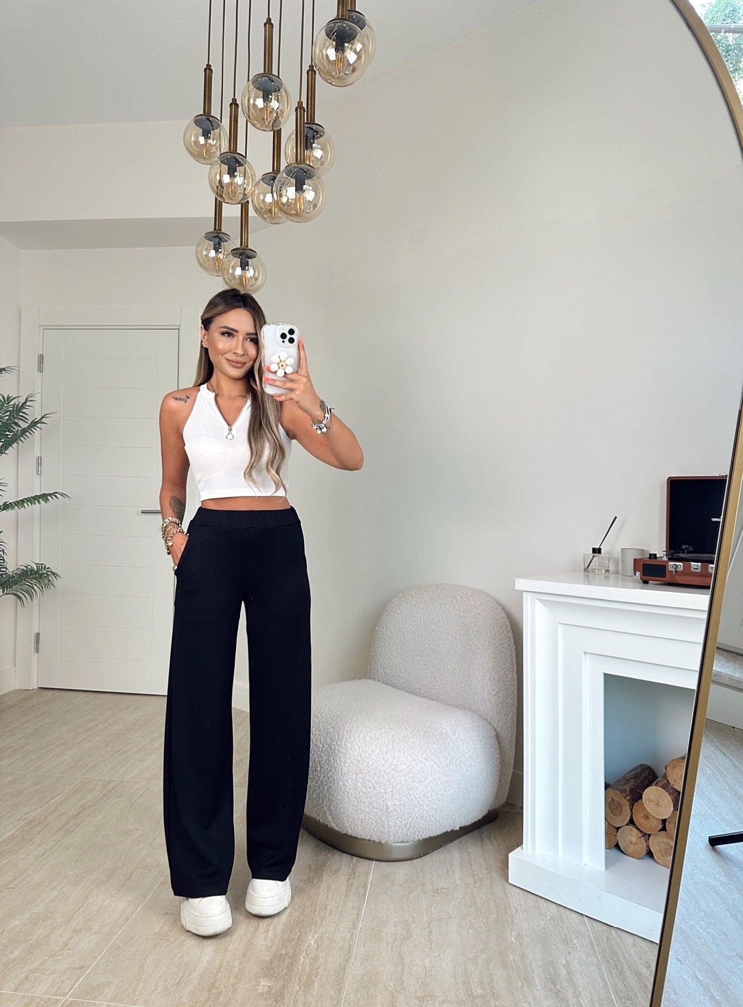 Fermuar Detay Beyaz Crop