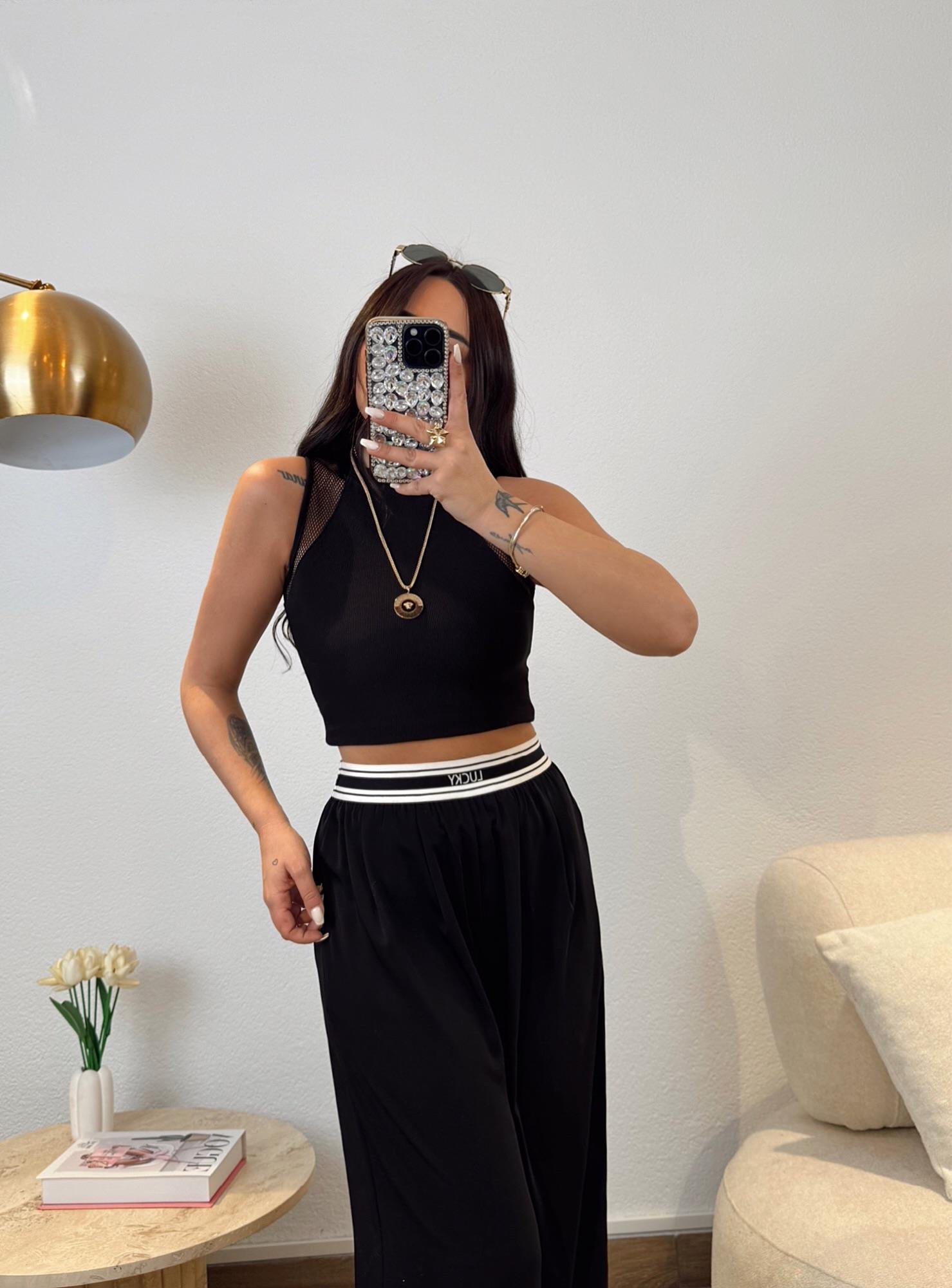 File Detay Siyah Fitilli Crop