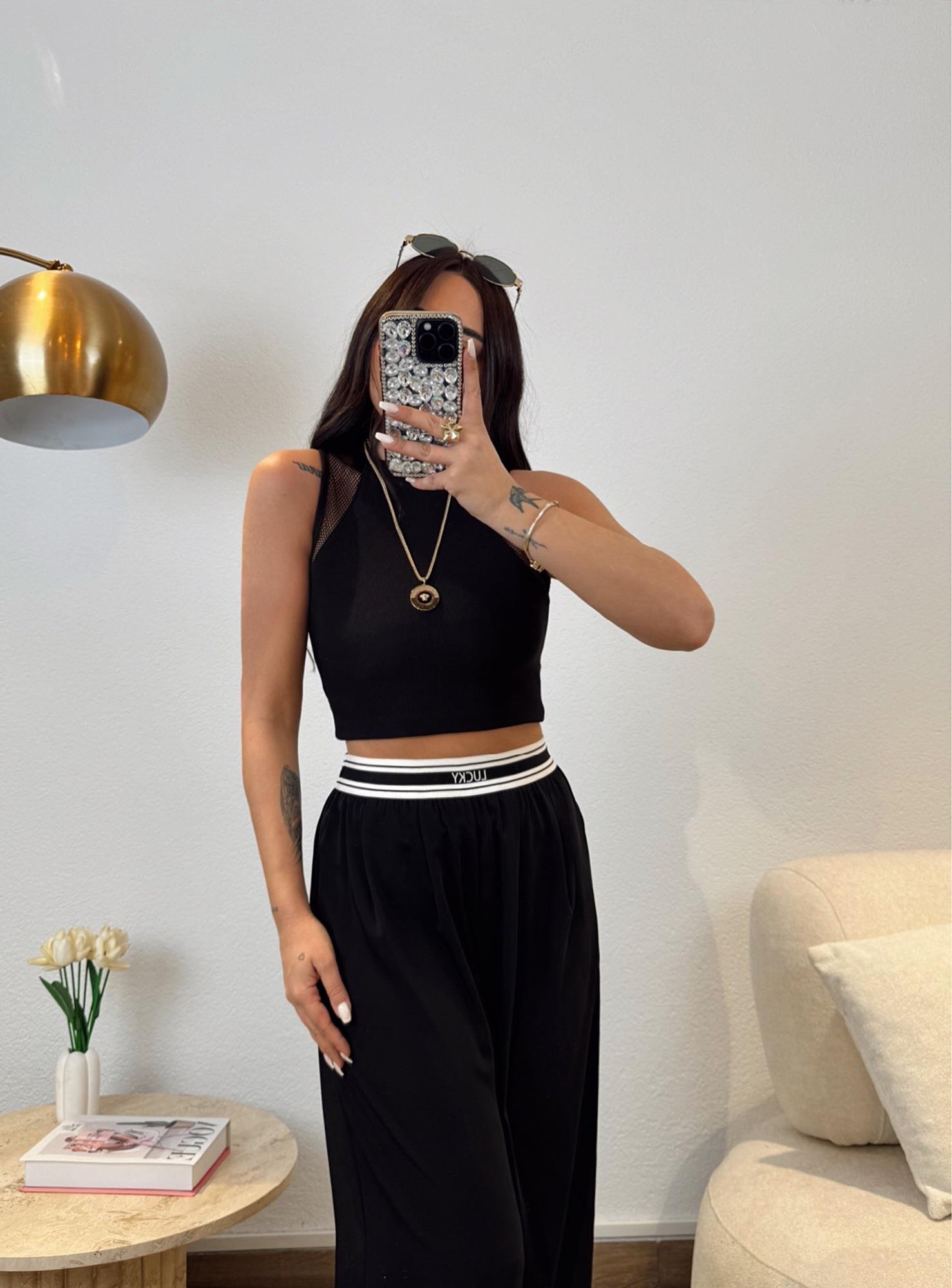 File Detay Siyah Fitilli Crop