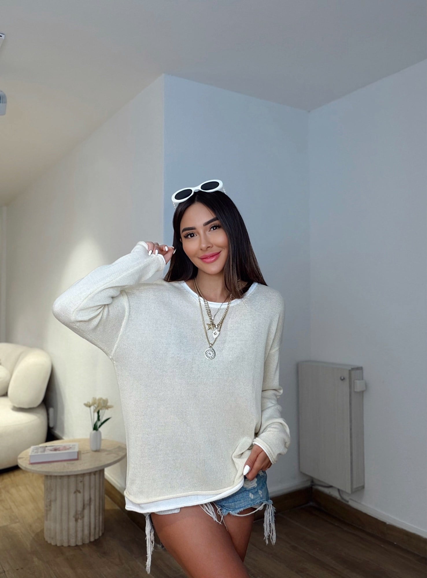Garnili İnce Bej Merserize