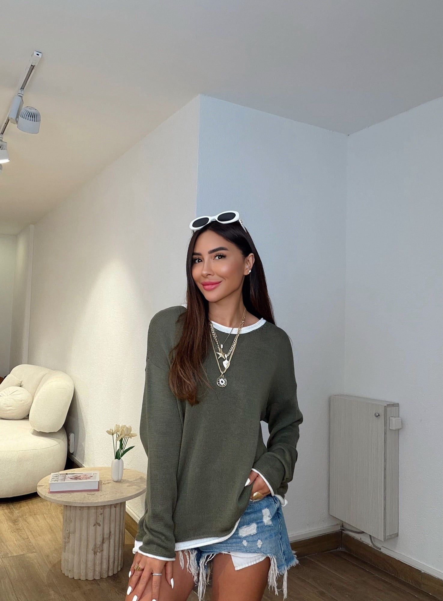 Garnili İnce Haki Merserize