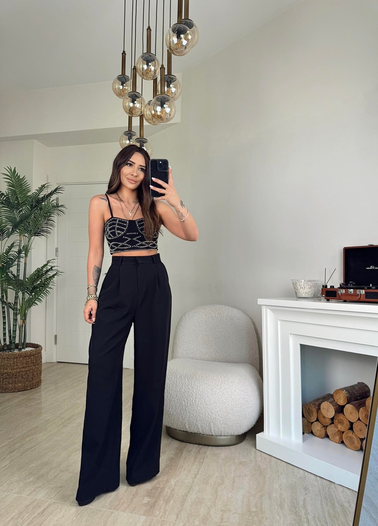 Göğüs Kuplu Taş İşlemeli Crop