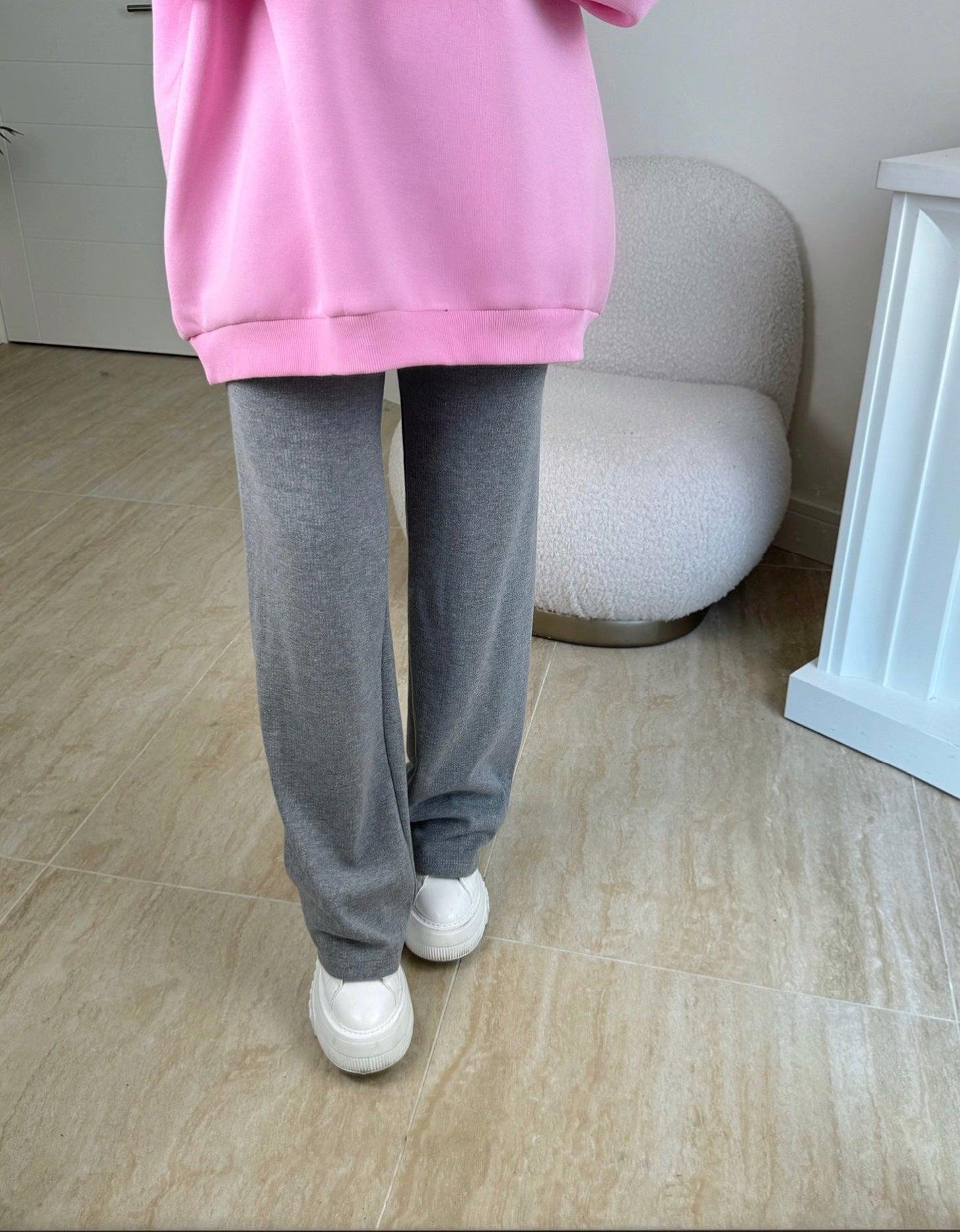 Gri Yumoş Triko Pantolon