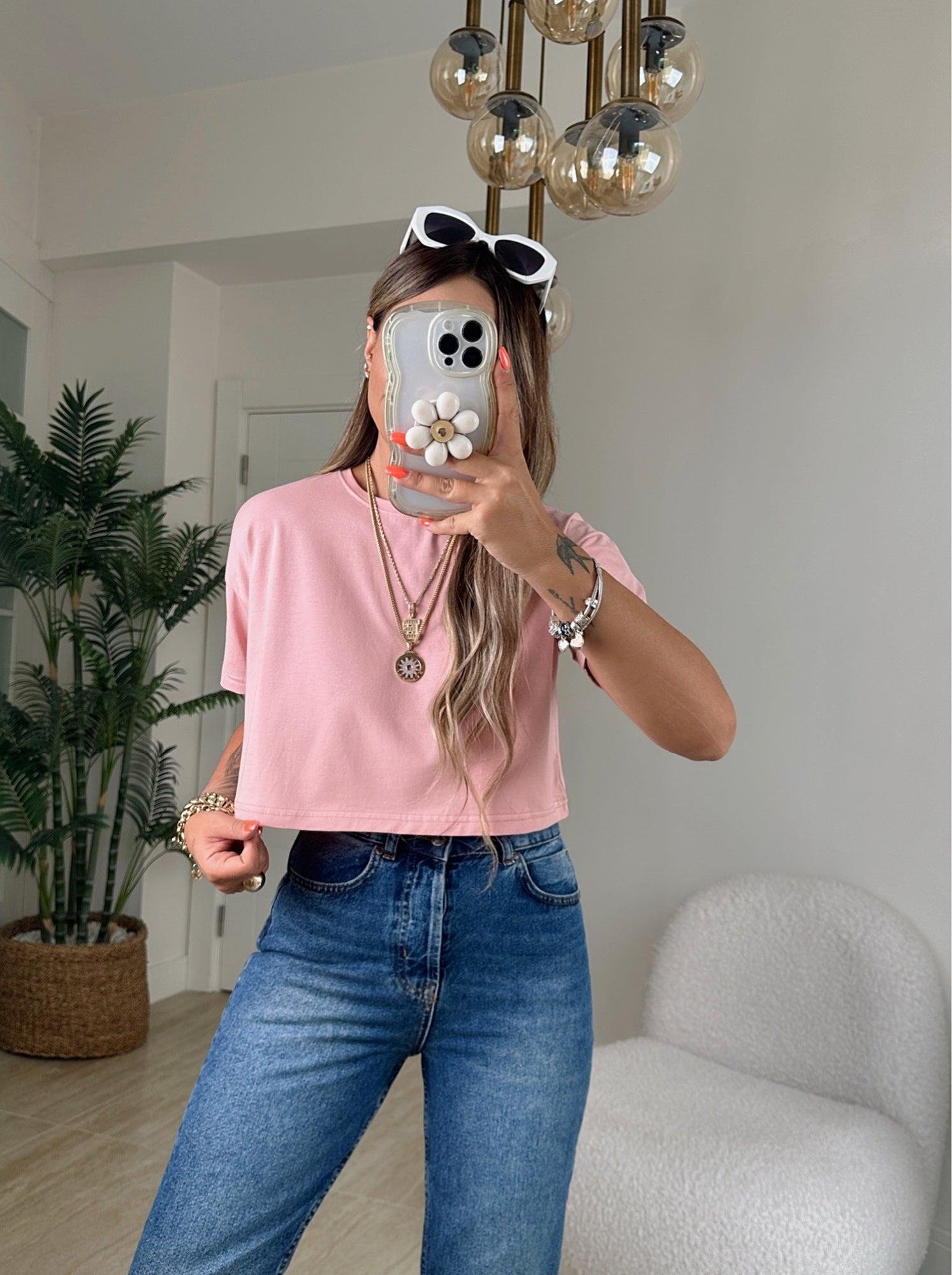Gül Kurusu Pamuklu Crop Basic