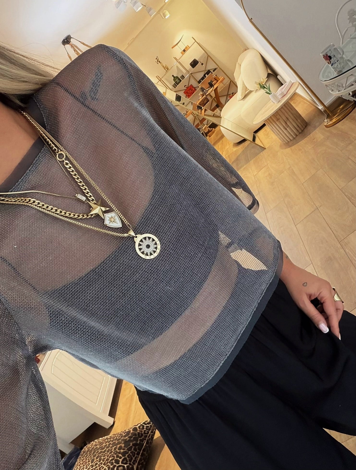 Gümüş Simli Transparan Crop