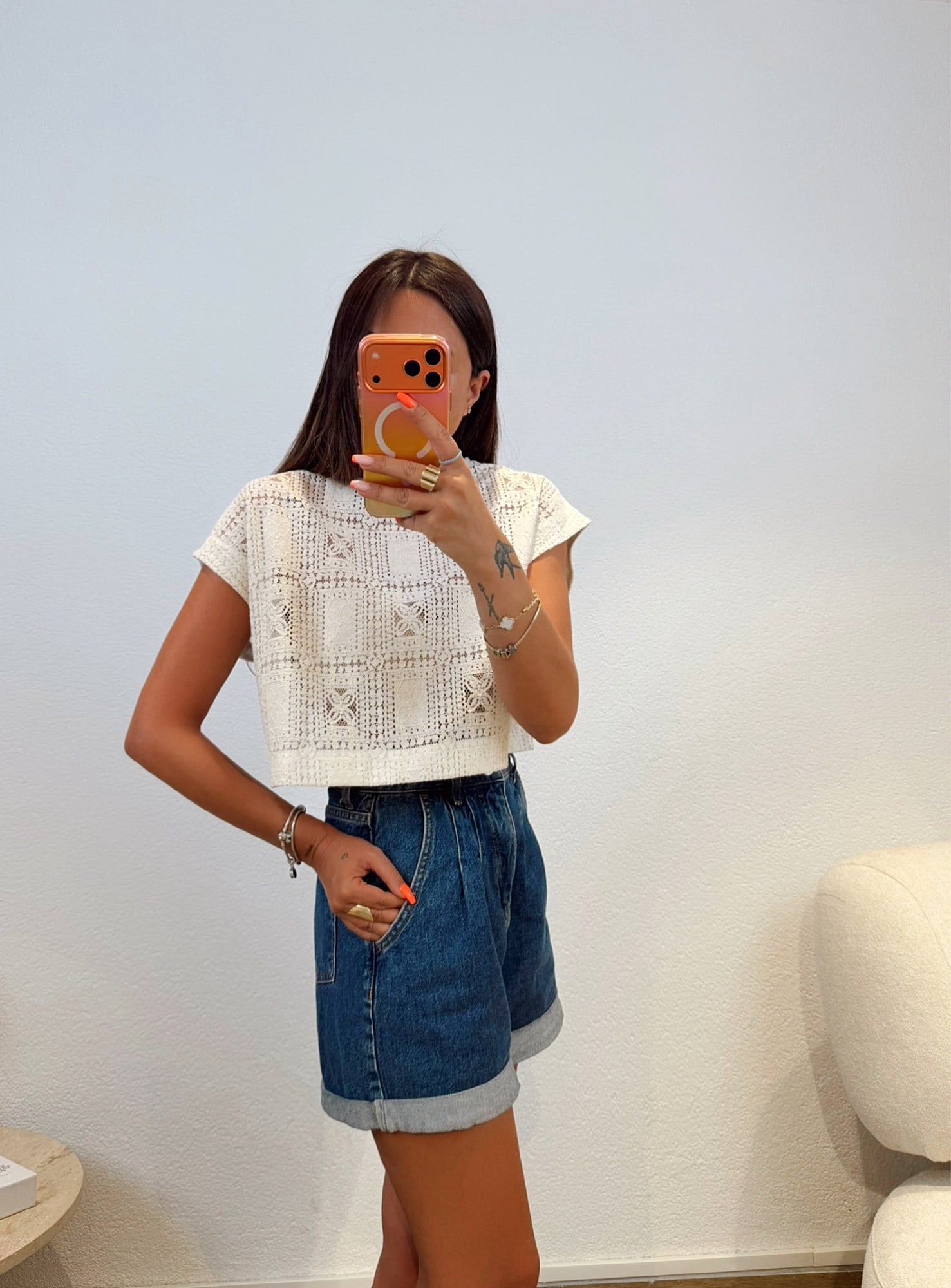 Güpür Crop Bluz