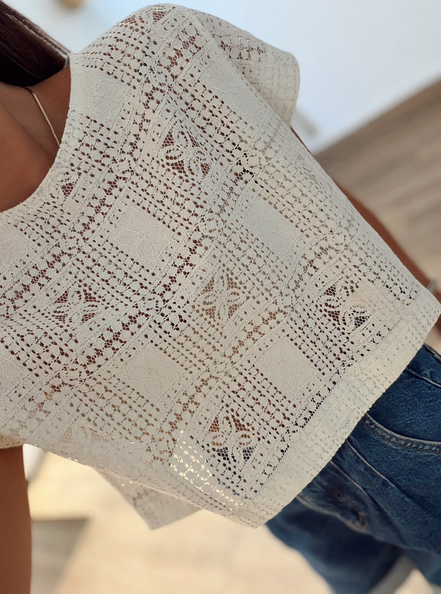 Güpür Crop Bluz