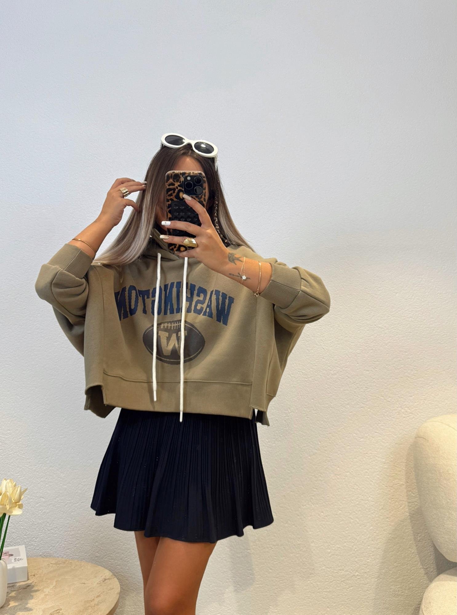 Haki Kapişonlu Washıngton Sweatshirt