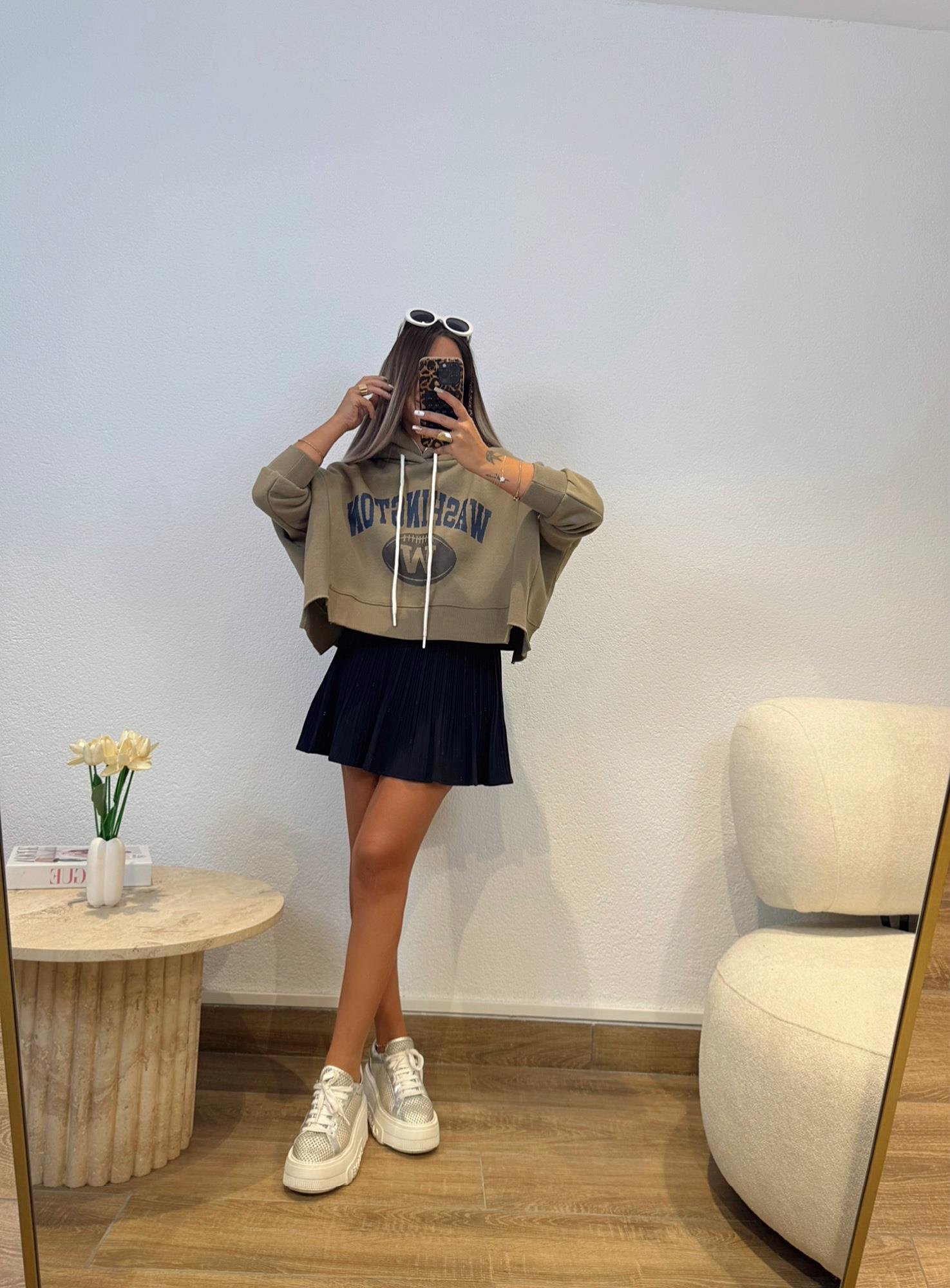 Haki Kapişonlu Washıngton Sweatshirt