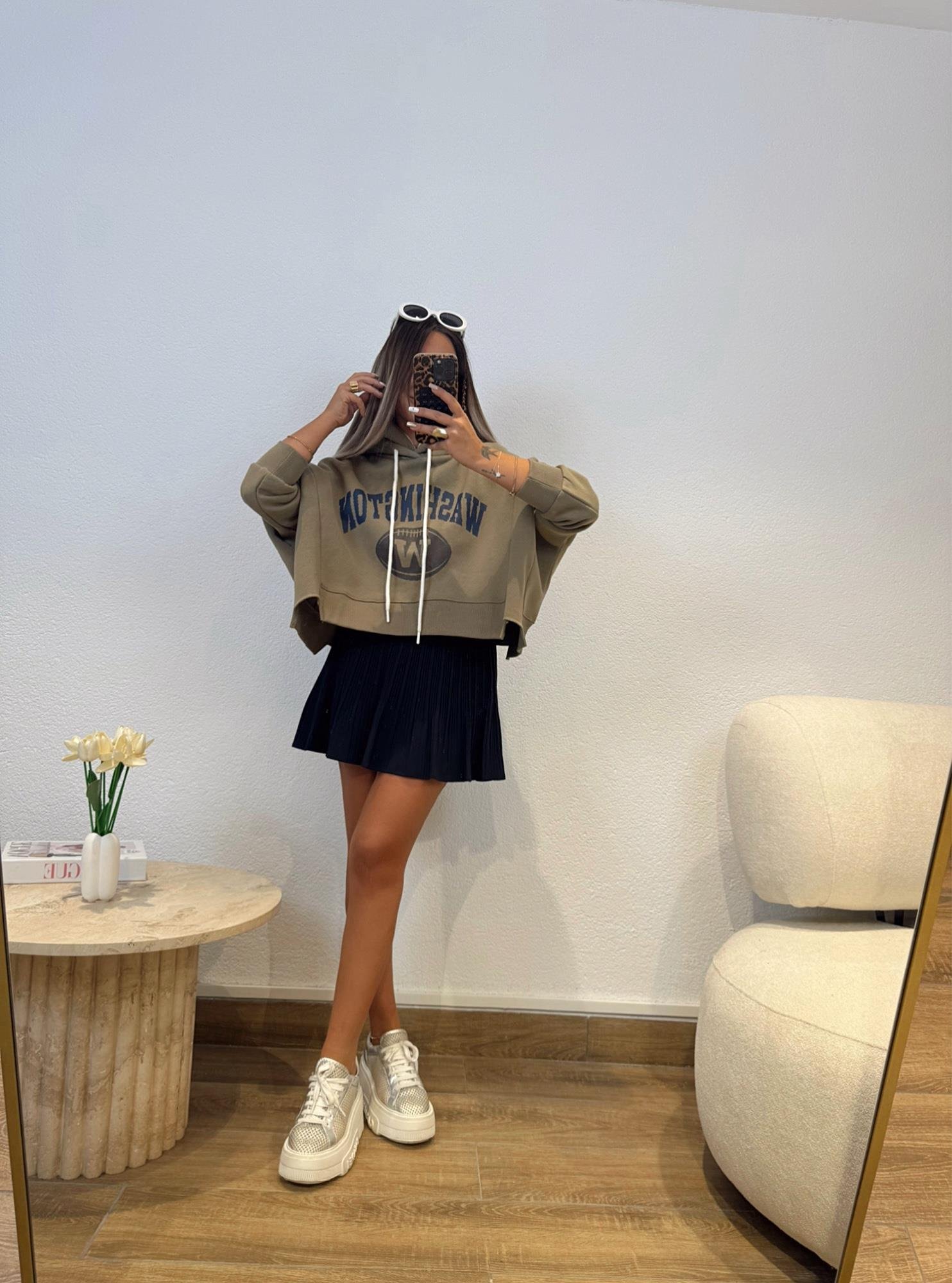 Haki Kapişonlu Washıngton Sweatshirt