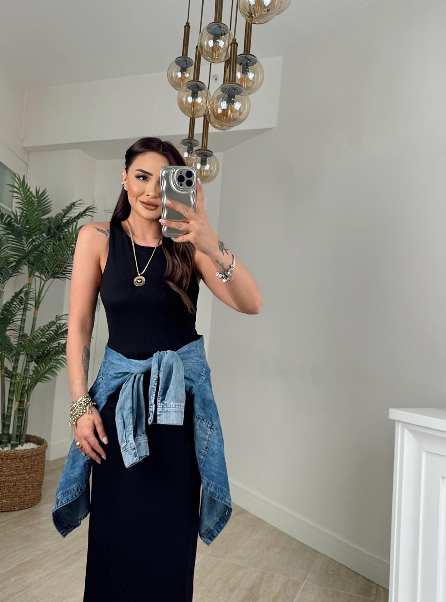 Halter Yaka Basic Midi Boy Elbise