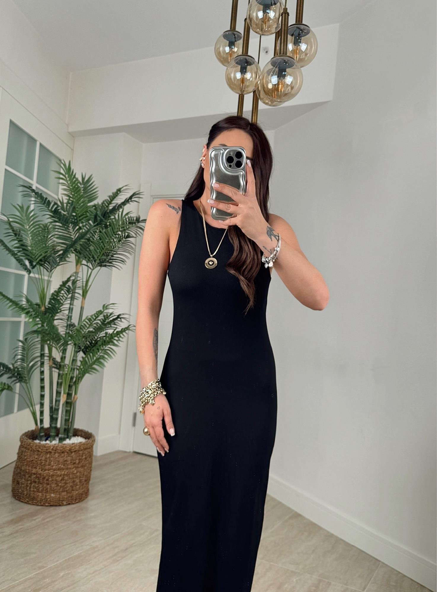 Halter Yaka Basic Midi Boy Elbise