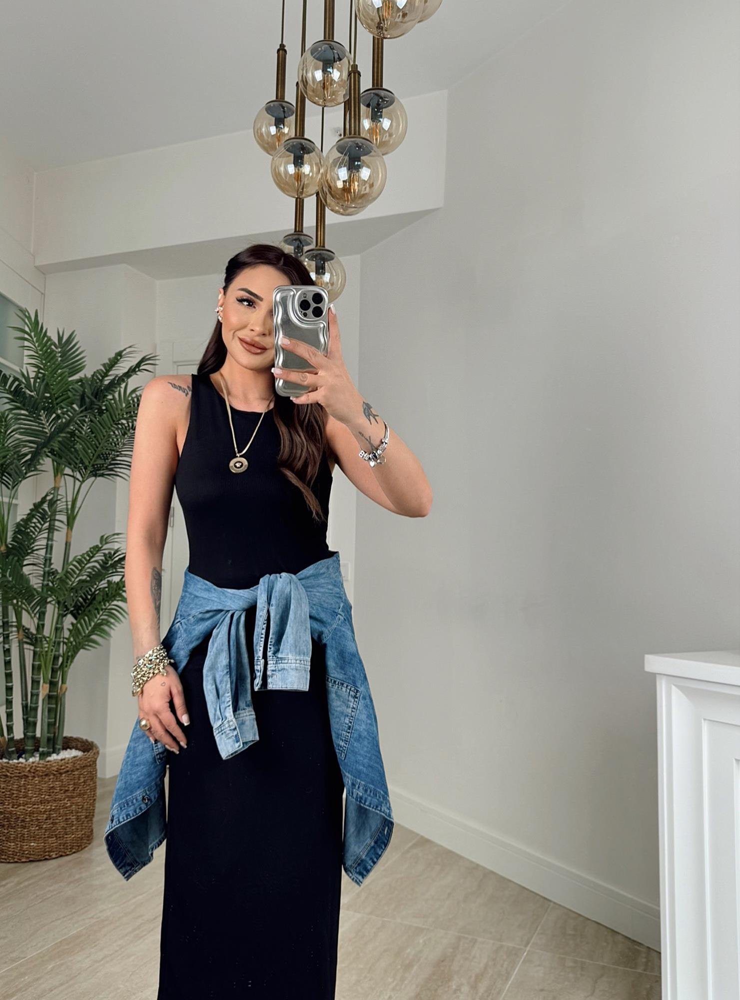 Halter Yaka Basic Midi Boy Elbise