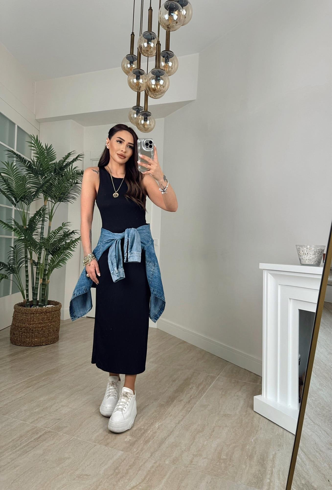 Halter Yaka Basic Midi Boy Elbise