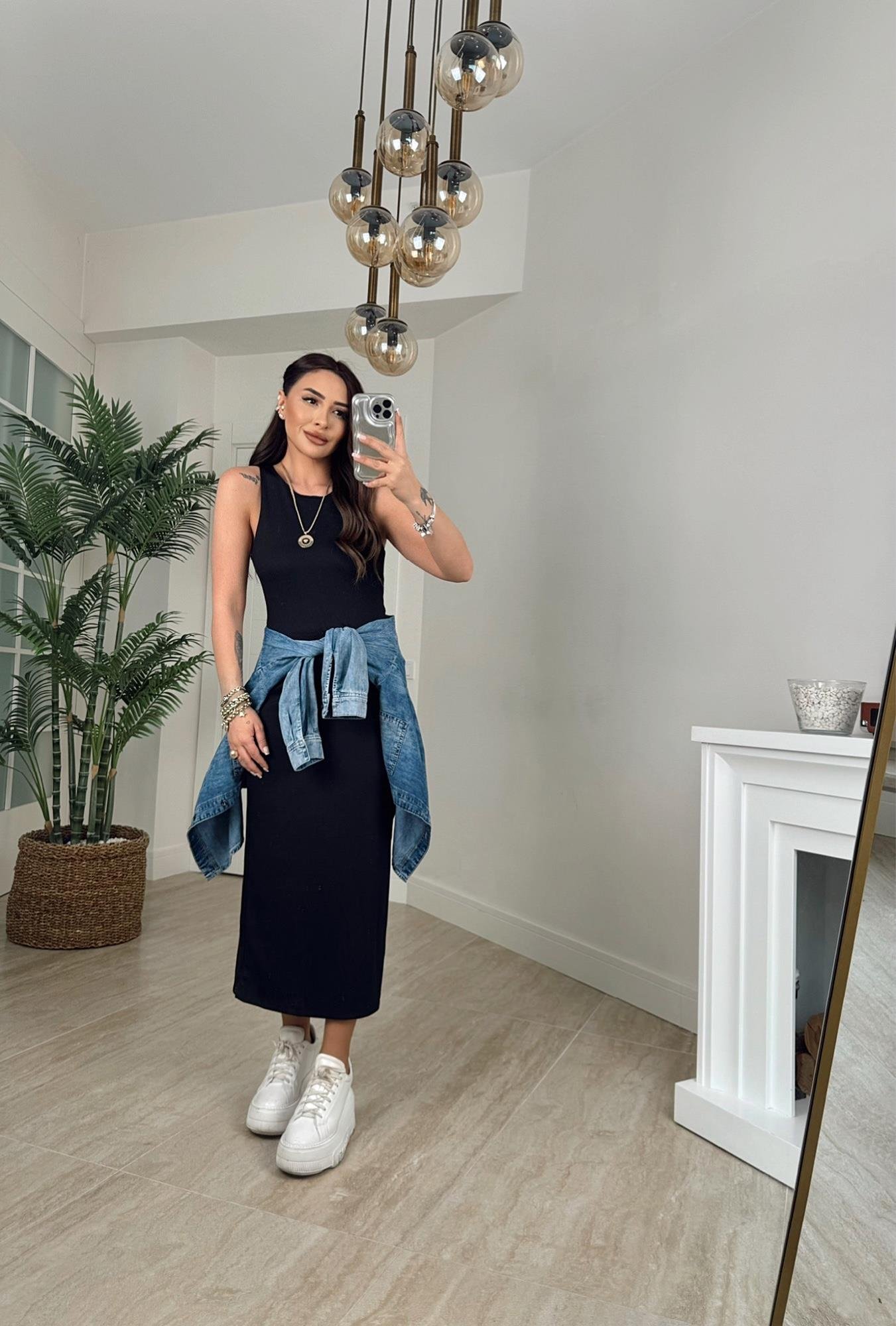 Halter Yaka Basic Midi Boy Elbise