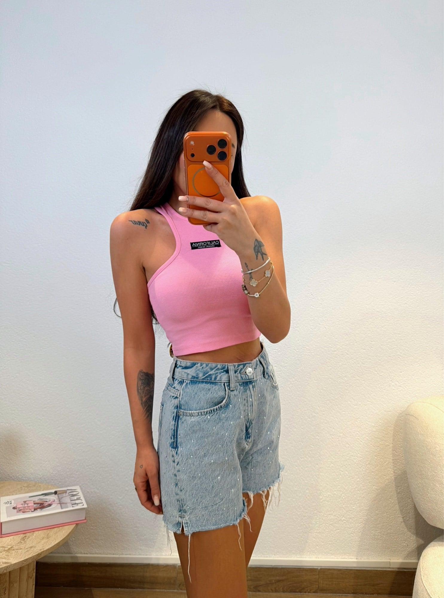 Halter Yaka California Pembe Crop